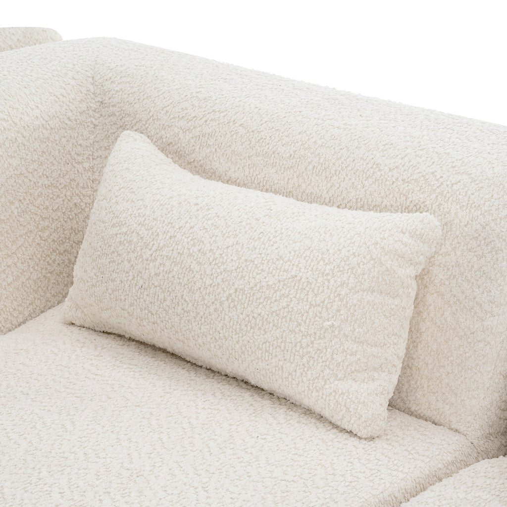 144' Upholstered Sofa Free-combined Sofa Couch with Two Chaise Lounge and Five Back Pillows for Living Room(Old SKU: N719S001600A), Beige