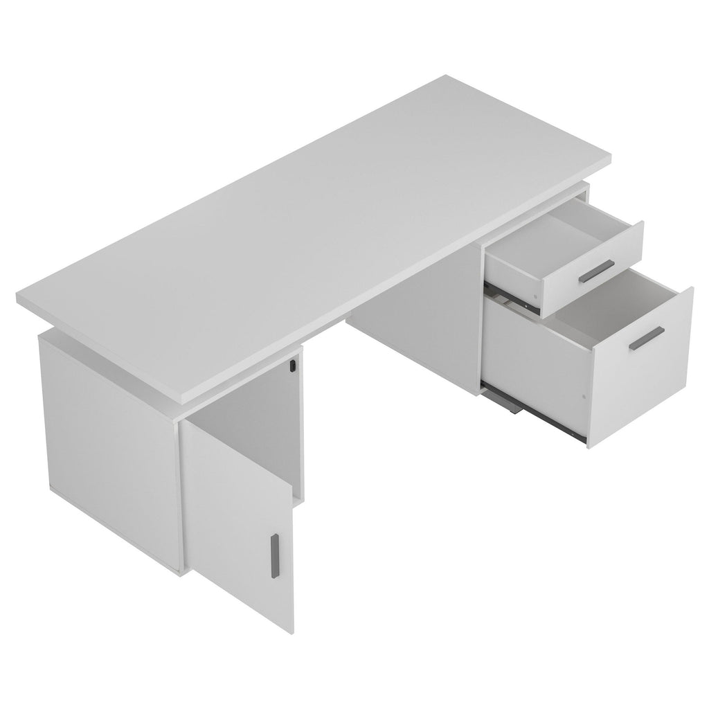 Jensen White High Gloss 2-Drawer Computer Desk