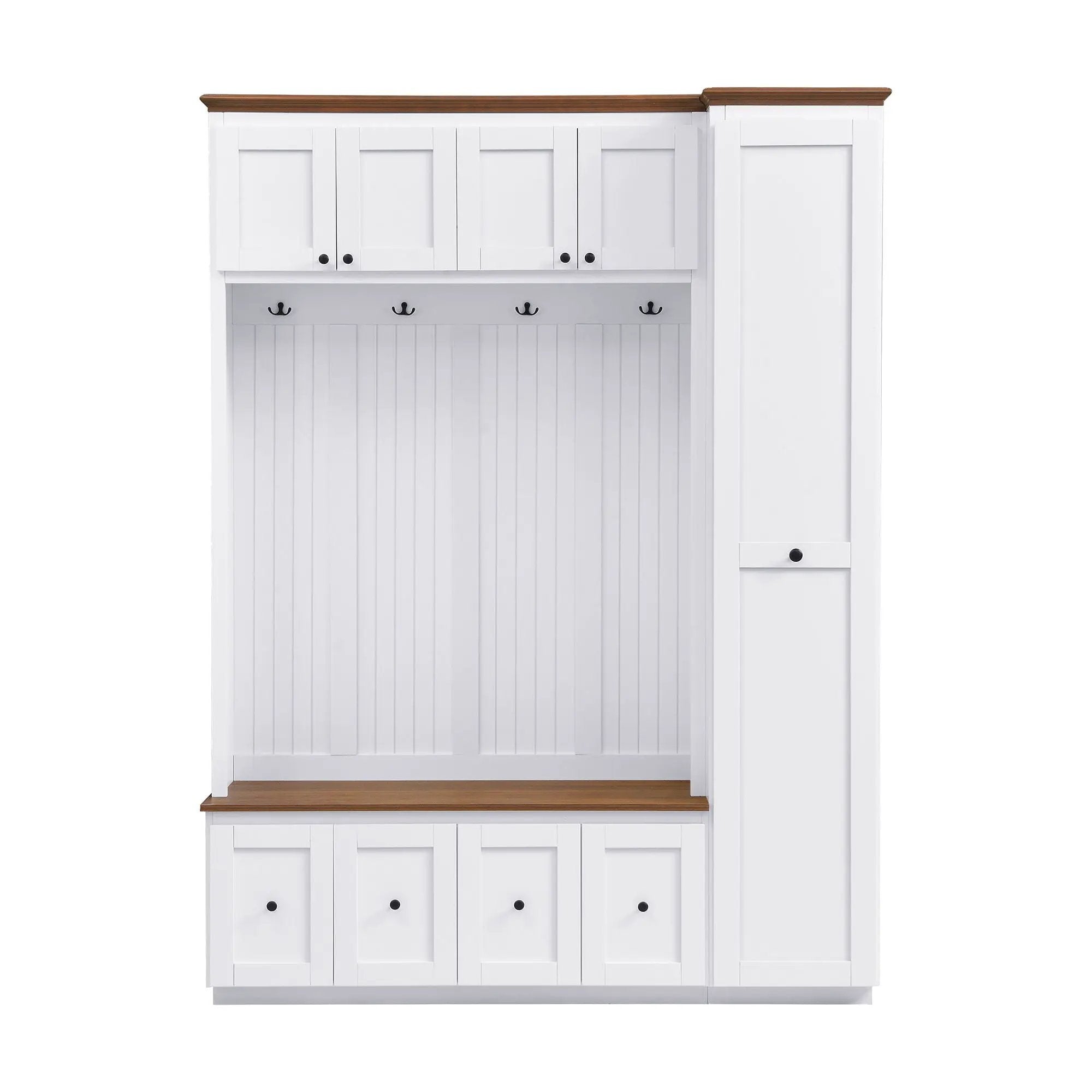 Entryway Hall Tree With Storage Bench, Coat Rack Shoe Bench With Cabinets
