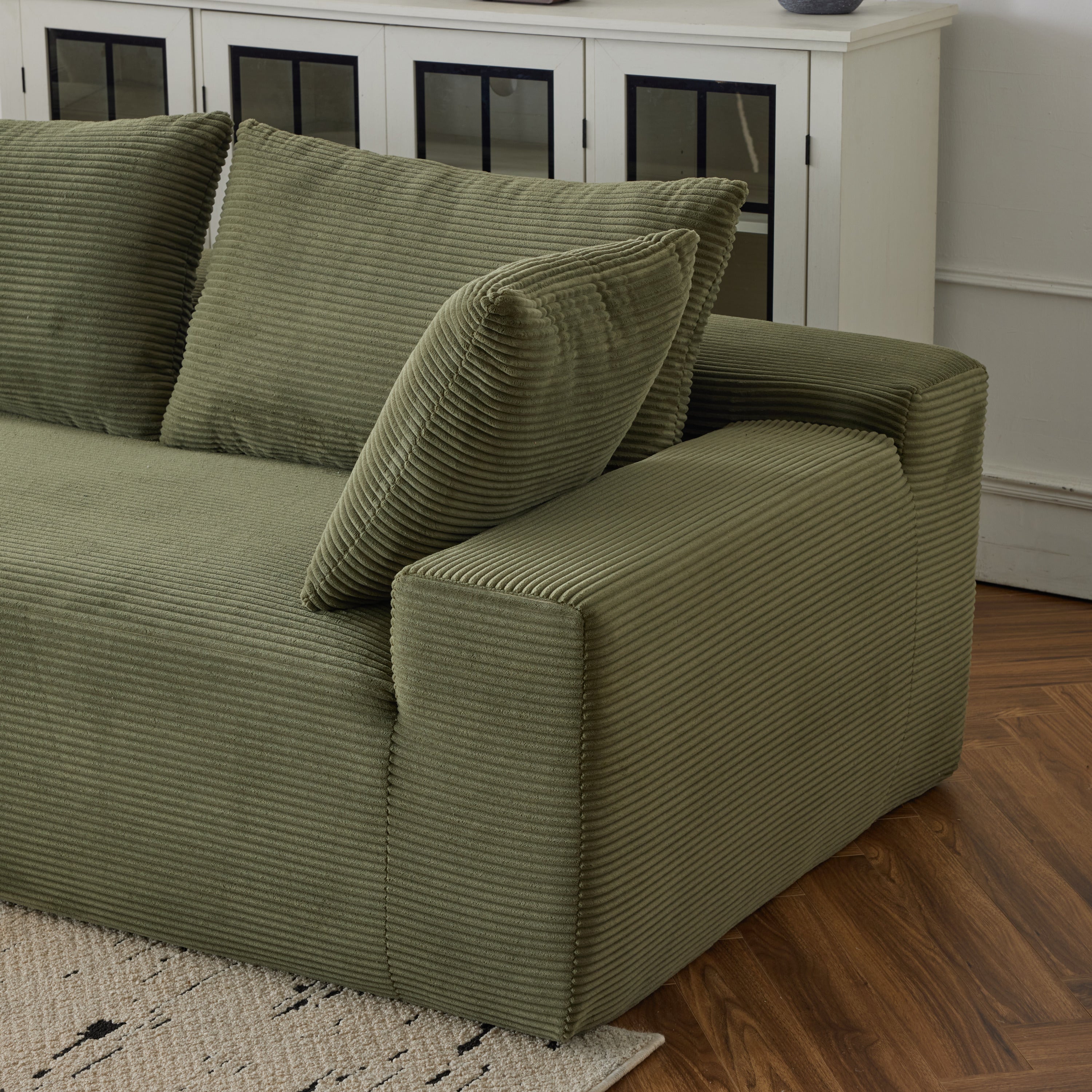 108*68 inch extra large deep modular sofa, cloud sofa 4-person sofa, can sit or lie down, living room corduroy modular sofa, no assembly required, green