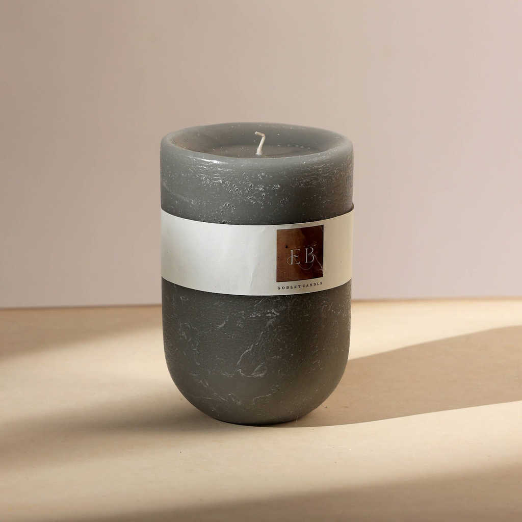 Goblet Grey Pillar Candle 4'x6' – Elegant Home Décor Candle
