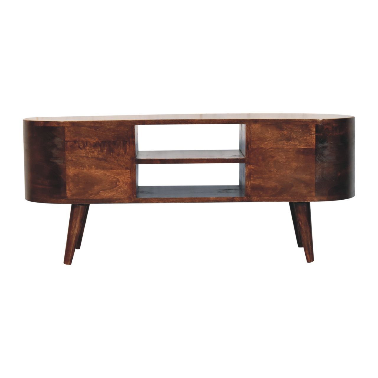Solid Wood California Walnut Rounded Entertainment Unit