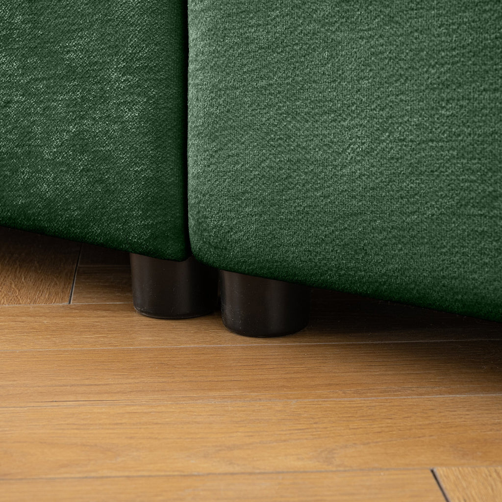 Elegant Green Chenille  Sofa with Storage Seat, Cylindrical Backrest and Armrests, Contemporary 3-Seater Fabric Couch with Hidden Storage Compartment