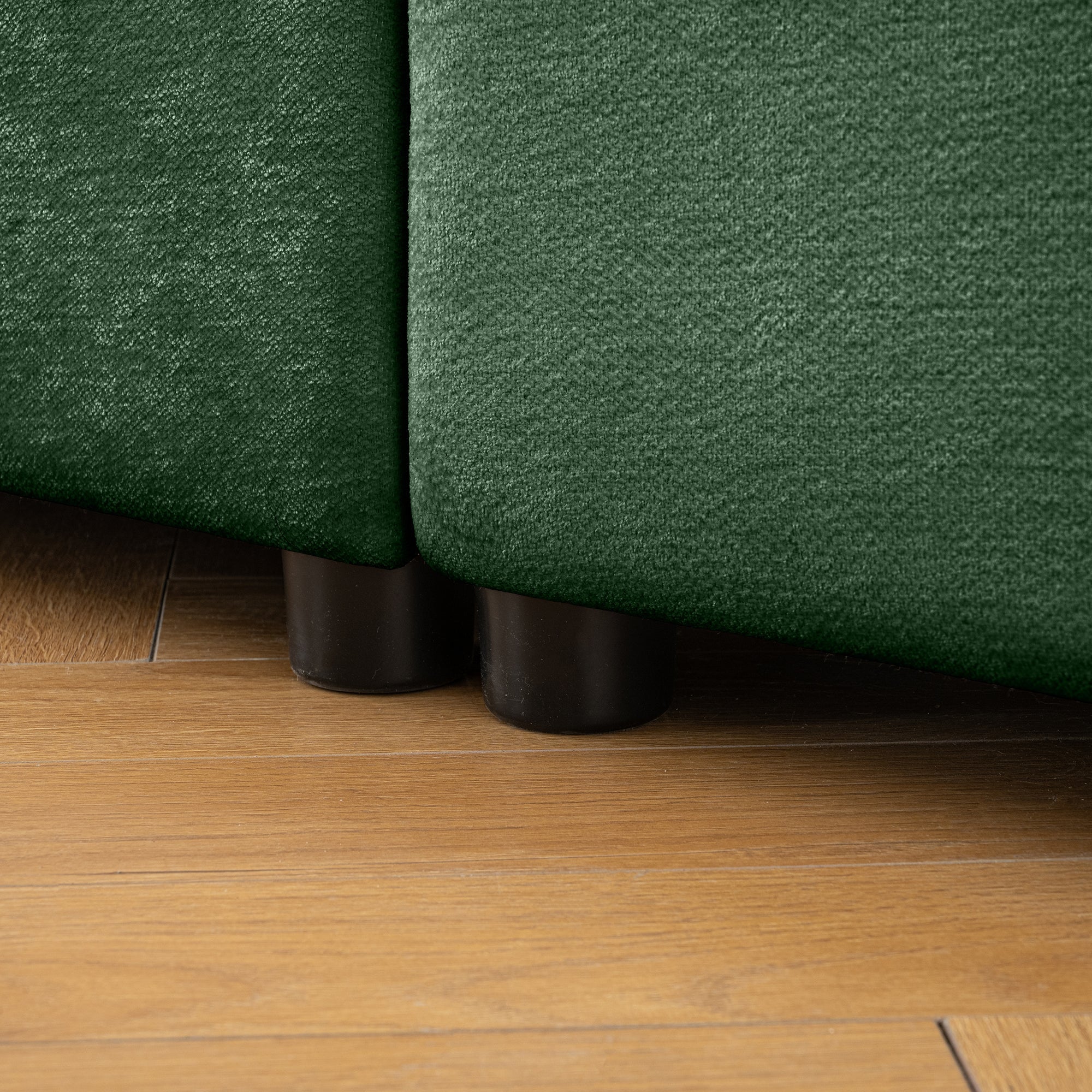 Stylish Green Chenille 2-Seater Sofa with 2 Ottoman Storage Seat, Cylindrical Backrest and Armrests, Modern Fabric Loveseat Featuring Hidden Storage Space