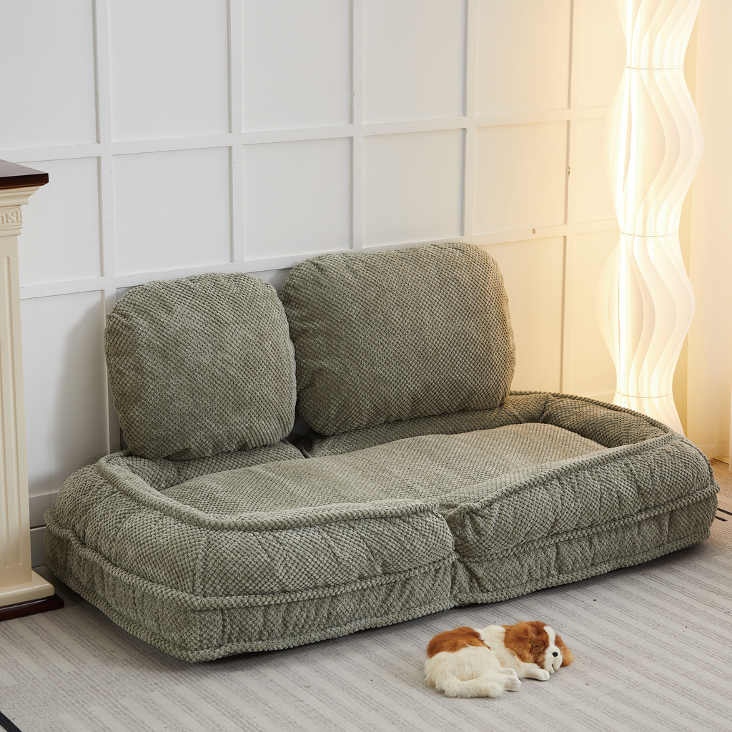 Human Dog Bed ,Lazy Sofa Couch ,5 Adjustable Position,sit,sleep,fold,suit to put in bedroom, living room ,Space Saving Design ,Green