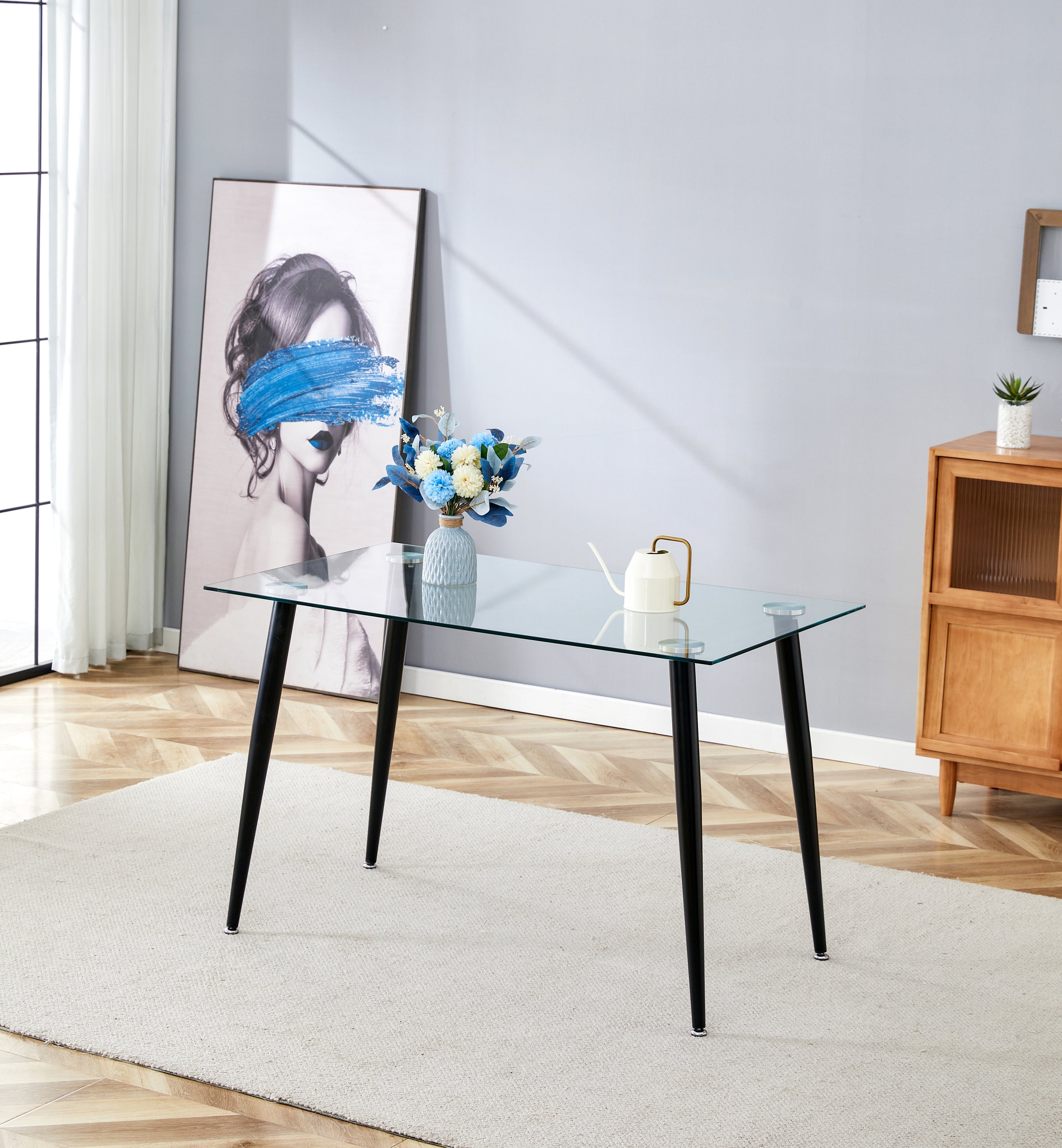 Glass Dining Table  Transparent, 130*80* 8MM