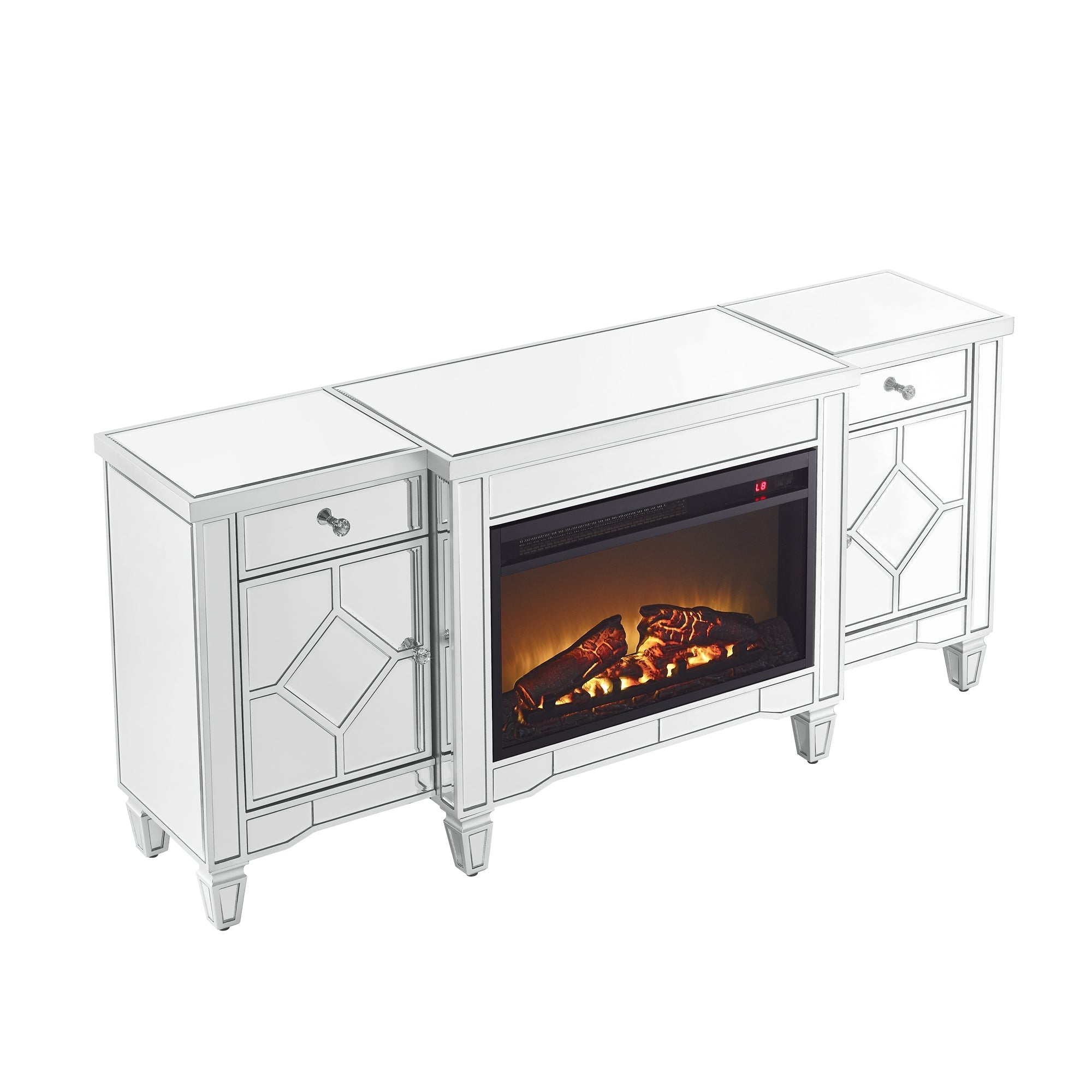 W 57' X D 15 ' X H 25.6' Flash silver combination TV fireplace cabinet