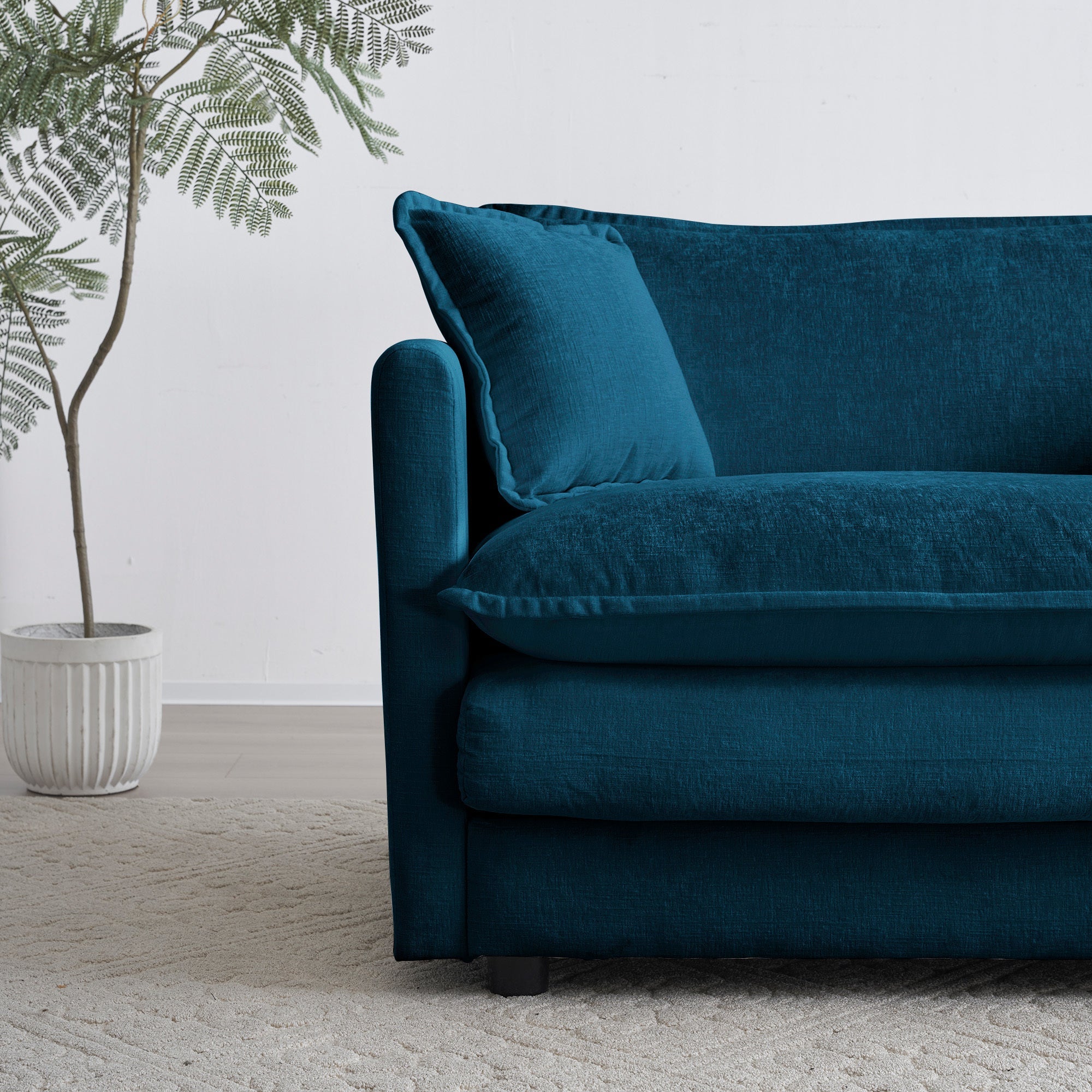3 Piece Sofa Set Oversized Sofa Comfy Sofa Couch, 2 Pieces of 2 Seater and 1 Piece of 3 Seater Sofa  for Living Room, Deep Seat Sofa Blue Chenille