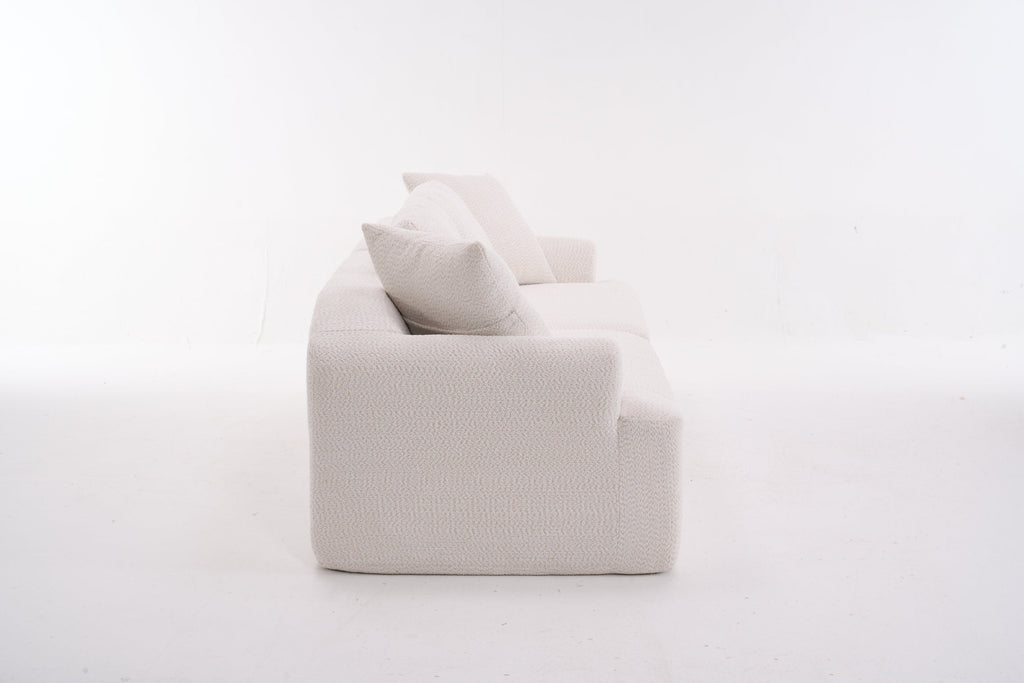 LY-024 BEIGE COMPRESSION SOFA: 4-seater combined sofa, Crochet Yarn Fabric, full sponge compression sofa,combined sofa with 4 pillows for home living/ Home Furniture/ Apartment