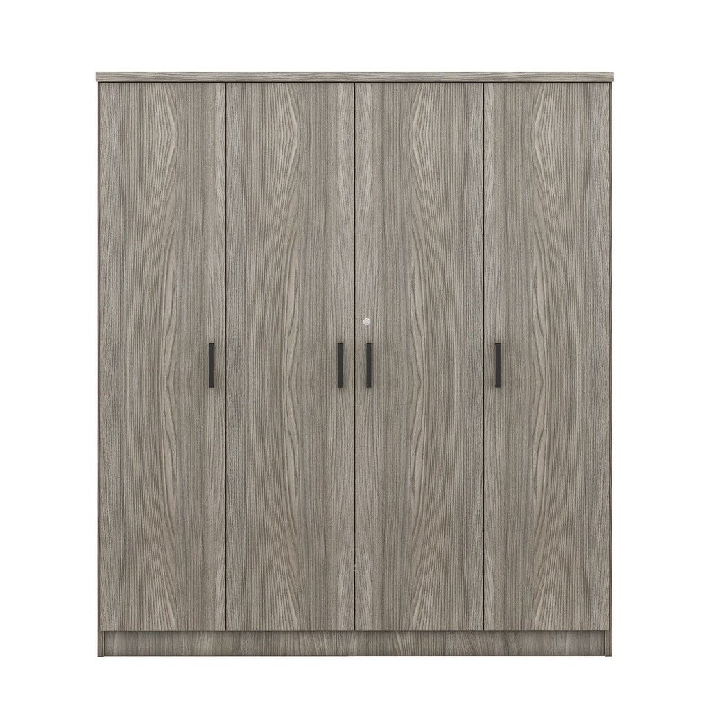 4-Door Wardrobe with 1 Drawer, Gray