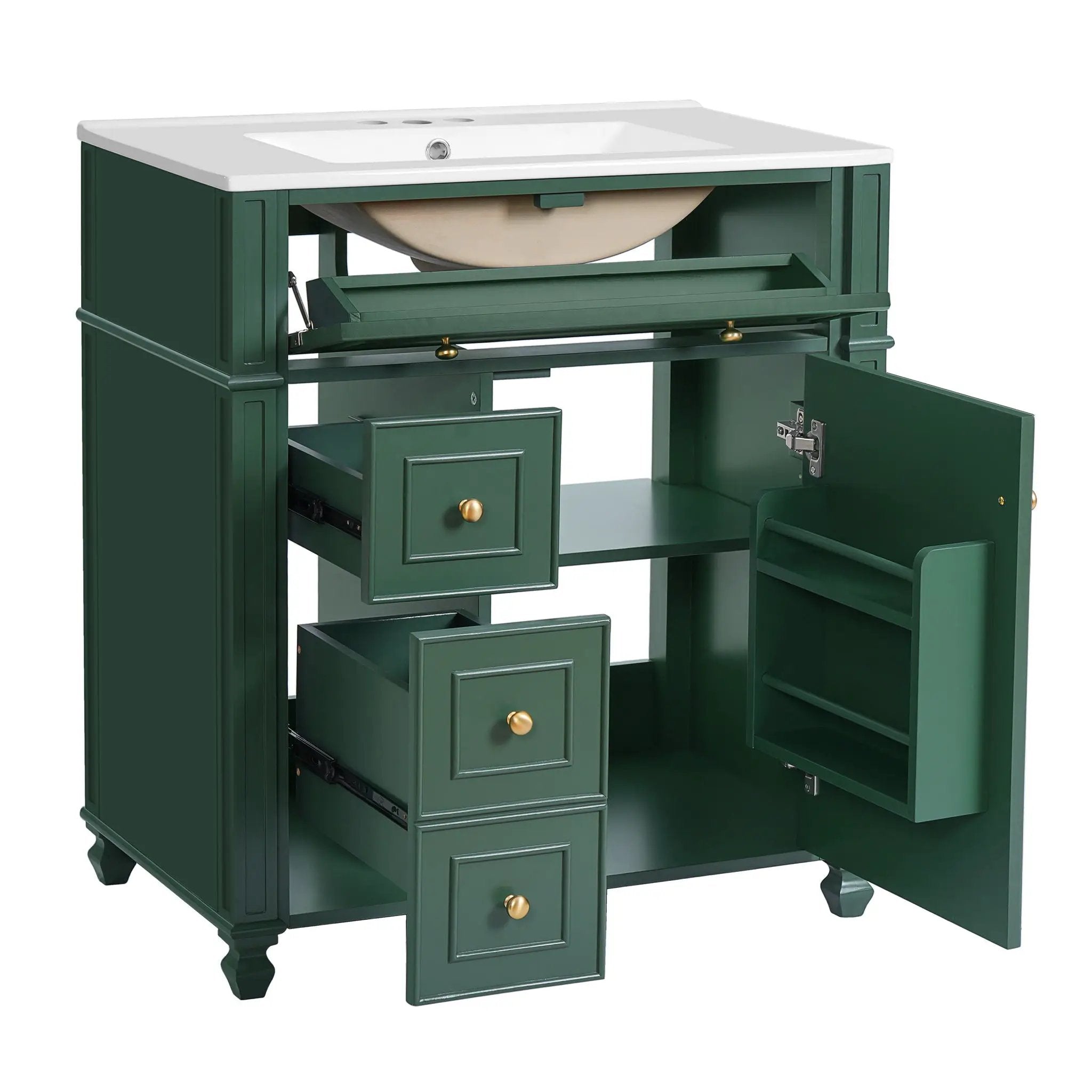 Bathroom Vanity Cabinet With Sink, Soft Close Doors With Door Organizer