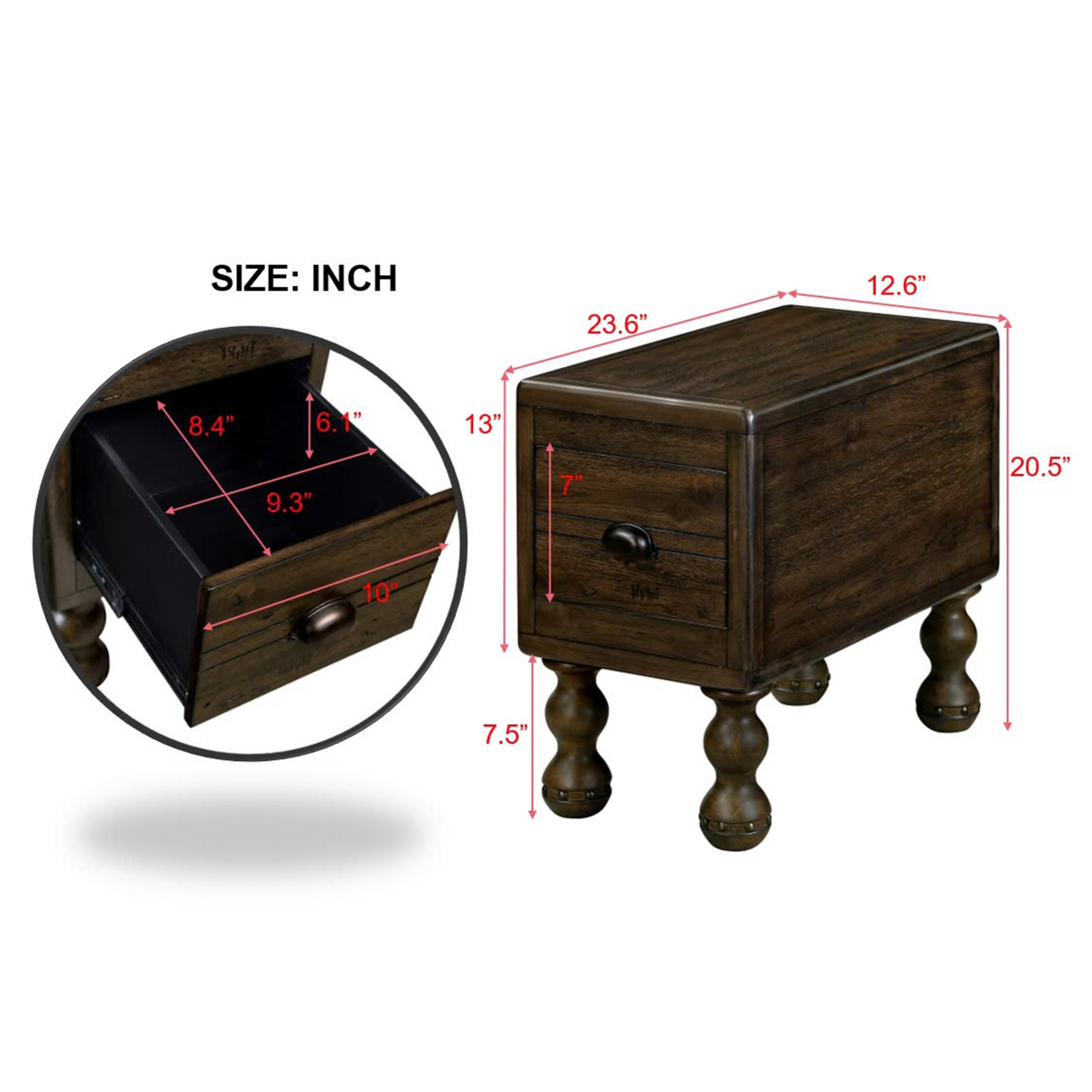 Rectangle Living Room Coffee Table Set,  3-Piece Solid Wood Living Room Table Set, 1 Coffee Table and 2 End Table, Wood Center Table Tea Table Set with Rivet Decoration Legs.Espresso