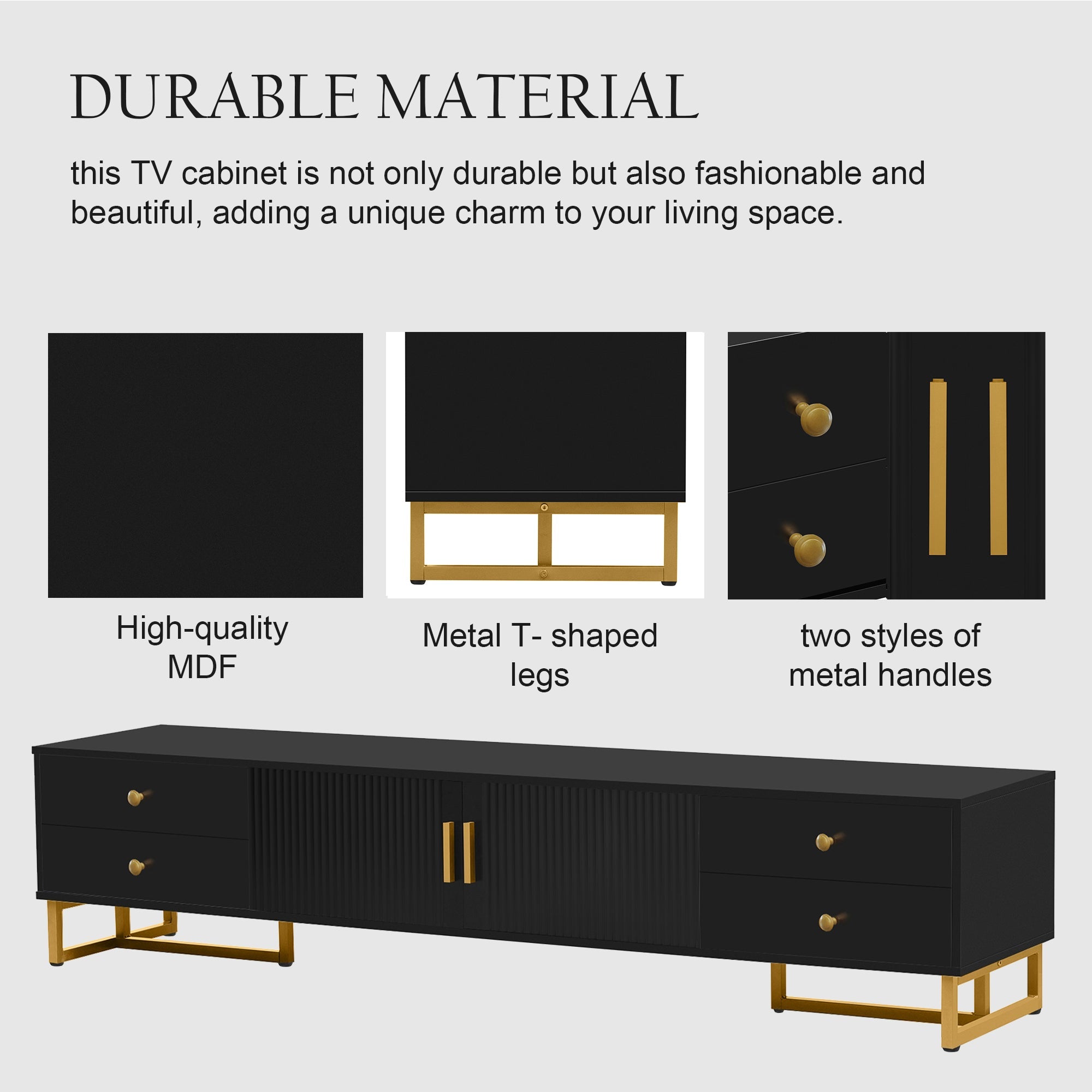 U-Can TV Stand for 65+ Inch TV, Entertainment Center TV Media Console Table, Modern TV Stand with Storage, TV Console Cabinet Furniture for Living Room(OLD SKU: WF530740AAB)