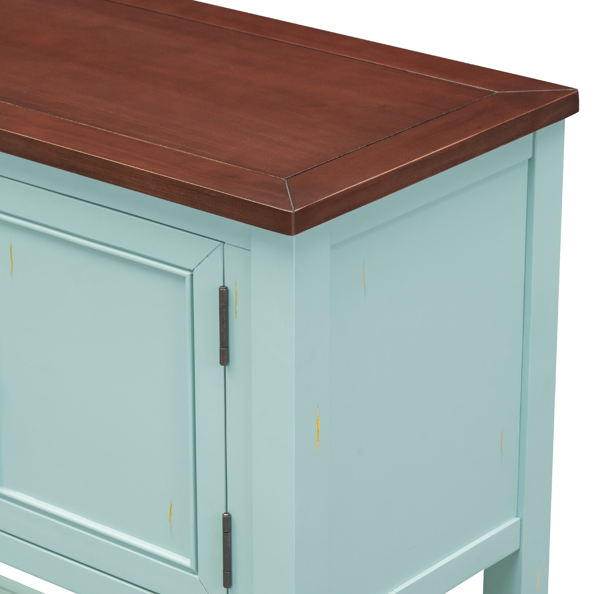 TREXM Cambridge Series  Ample Storage Vintage Console Table with Four Small Drawers and Bottom Shelf for Living Rooms, Entrances and Kitchens (Retro Blue, OLD SKU: WF190263AAC)