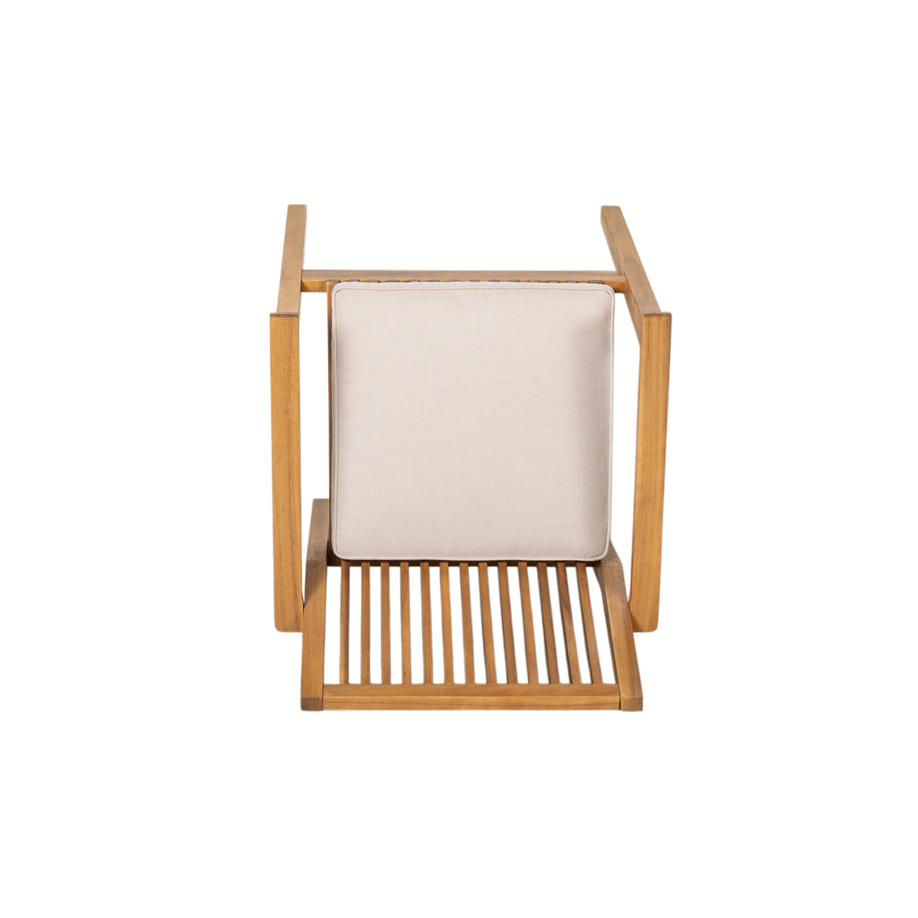 Durable 7 - Piece Patio Furniture Set Acacia Wood Table and 6 Heavy-Duty Cushioned Chairs, Natural