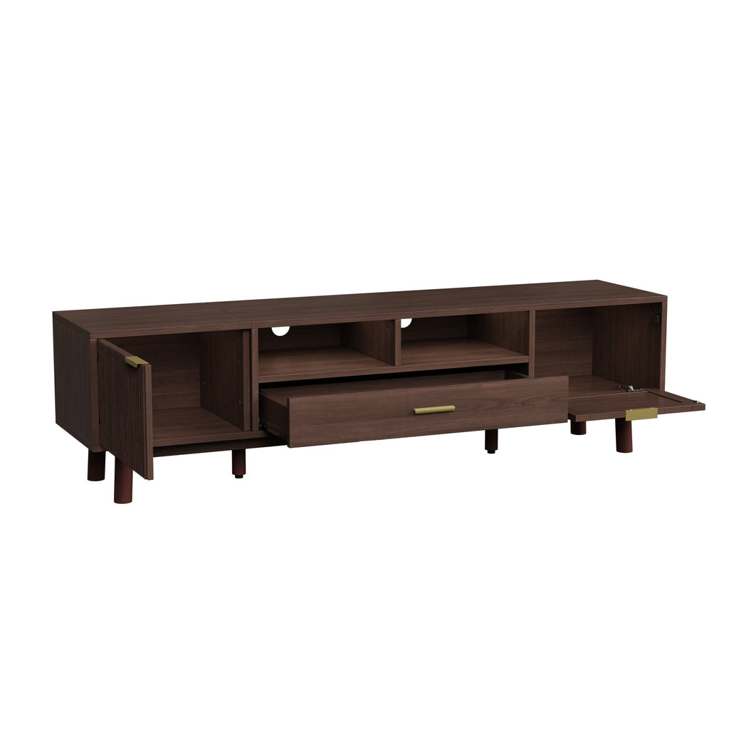 Wood Fashionable TV Stand for 75' TVs, TV Cabinet with Soft-Closing Door and Drop-Down Door Cabinet, Modern TV Consoles for Living Room, Bedroom