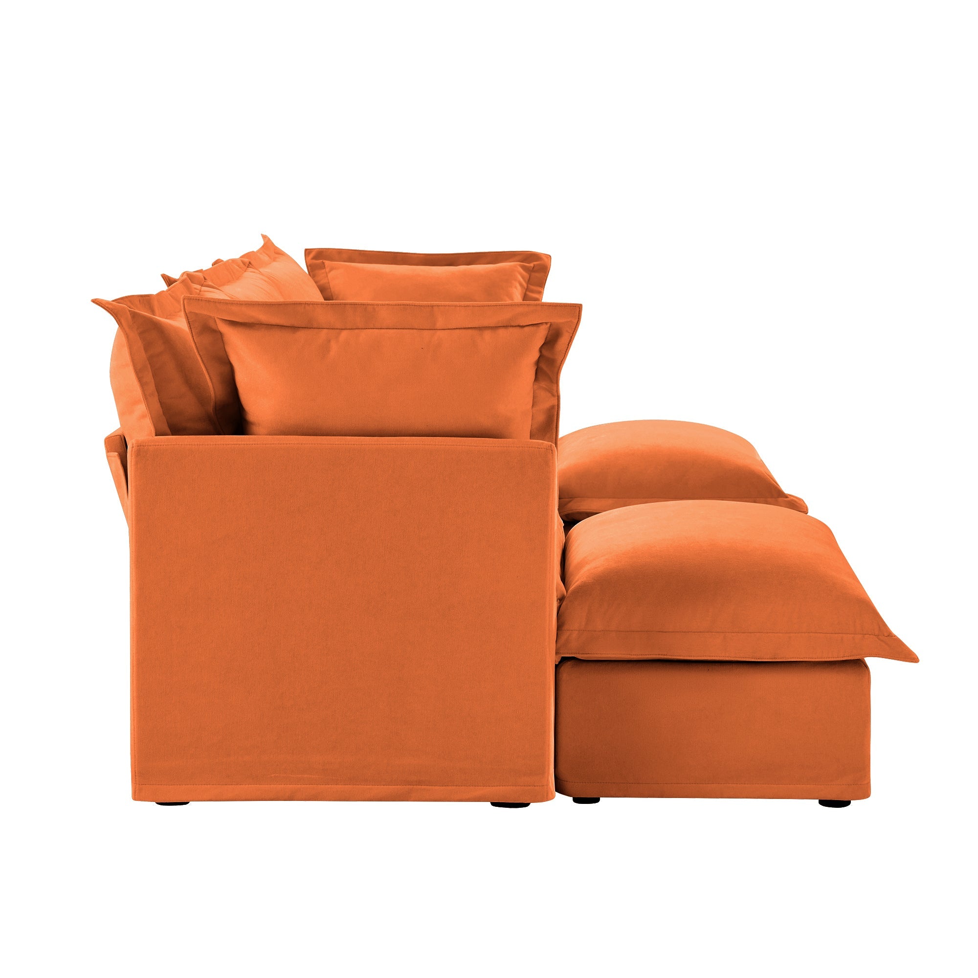 Slipcovered U Shape Sectional Deep Seat Sofa Couch, 3 Seater Sofa with French Edges Design Multiple Big Pillows, Modular Deep Seat Sectional Sofa Comfy Cloud Couch for Living Room, Apartment,Chenille