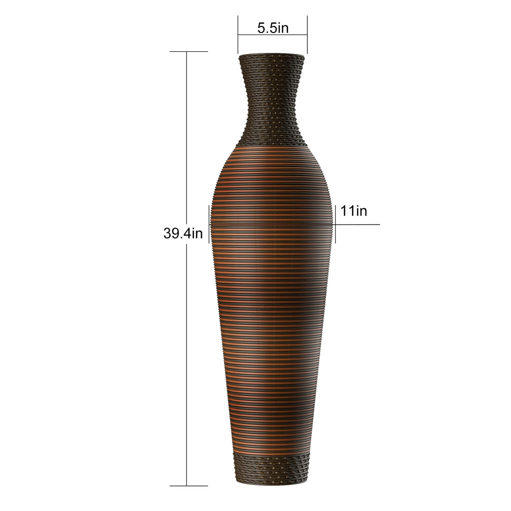 39' Tall Standing Designer Floor Vases with Elegant Two-Tone Dark Brown Finishes - Ideal for Decorating Living Rooms, Bedrooms, Entryways Perfect for Decorating Your Home