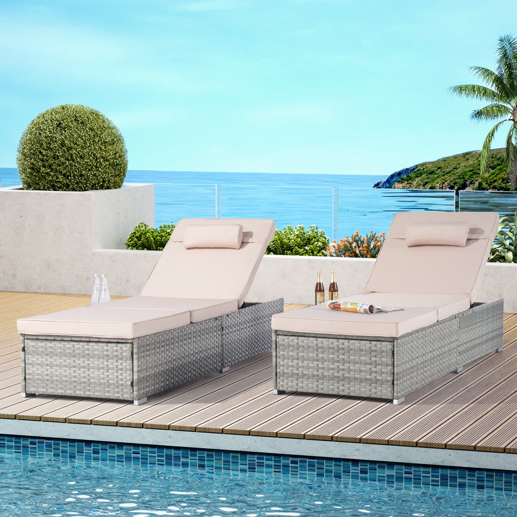 OUTDOOR  SOFA  PE RATTAN FURNITURE  DECK CHAIR GRAY RATTAN
