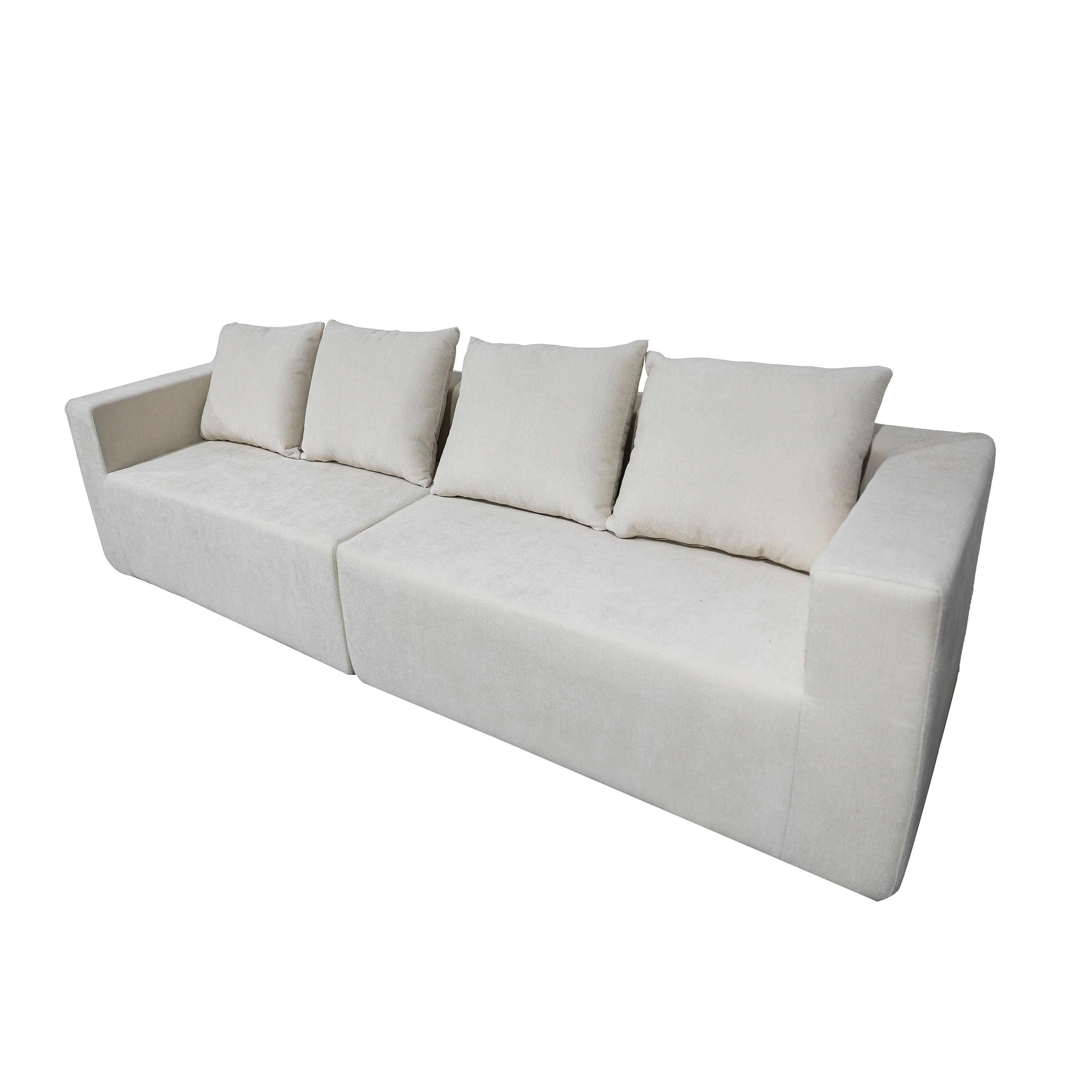 Four seater combination sofa, sofa bed, made of high-density sponge and soft linen fabric, with multiple combination methods (beige)