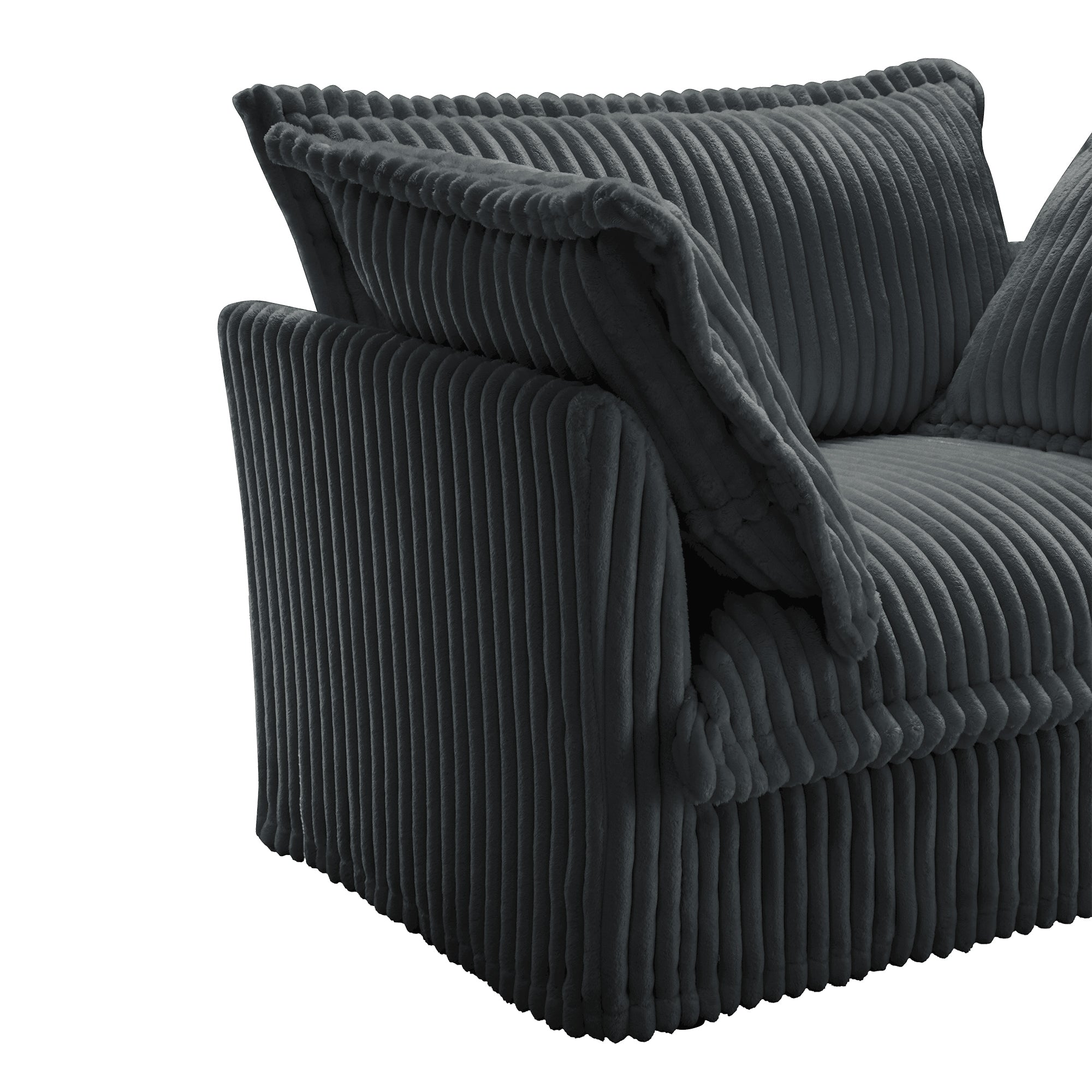 Slipcovered L Shape Sectional Long Sofa Couch, 4 Seater Sofa with Suppleness Armrests,Deep Seat Sofa with 2 Big Pillows, Comfy Couch for Living Room, Apartment, Gray
Corduroy Fabric