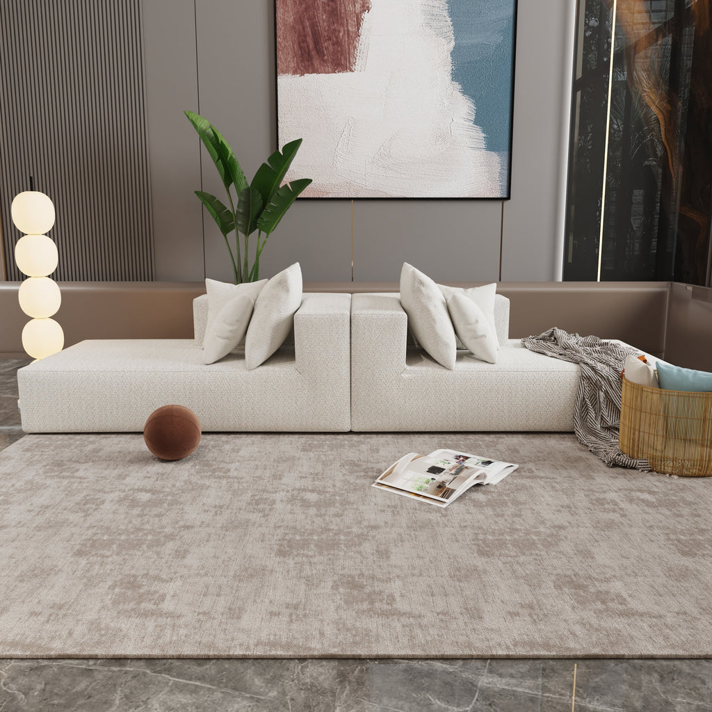 Four seater combination sofa, sofa bed, made of high-density sponge and soft linen fabric, with multiple combination methods (beige)