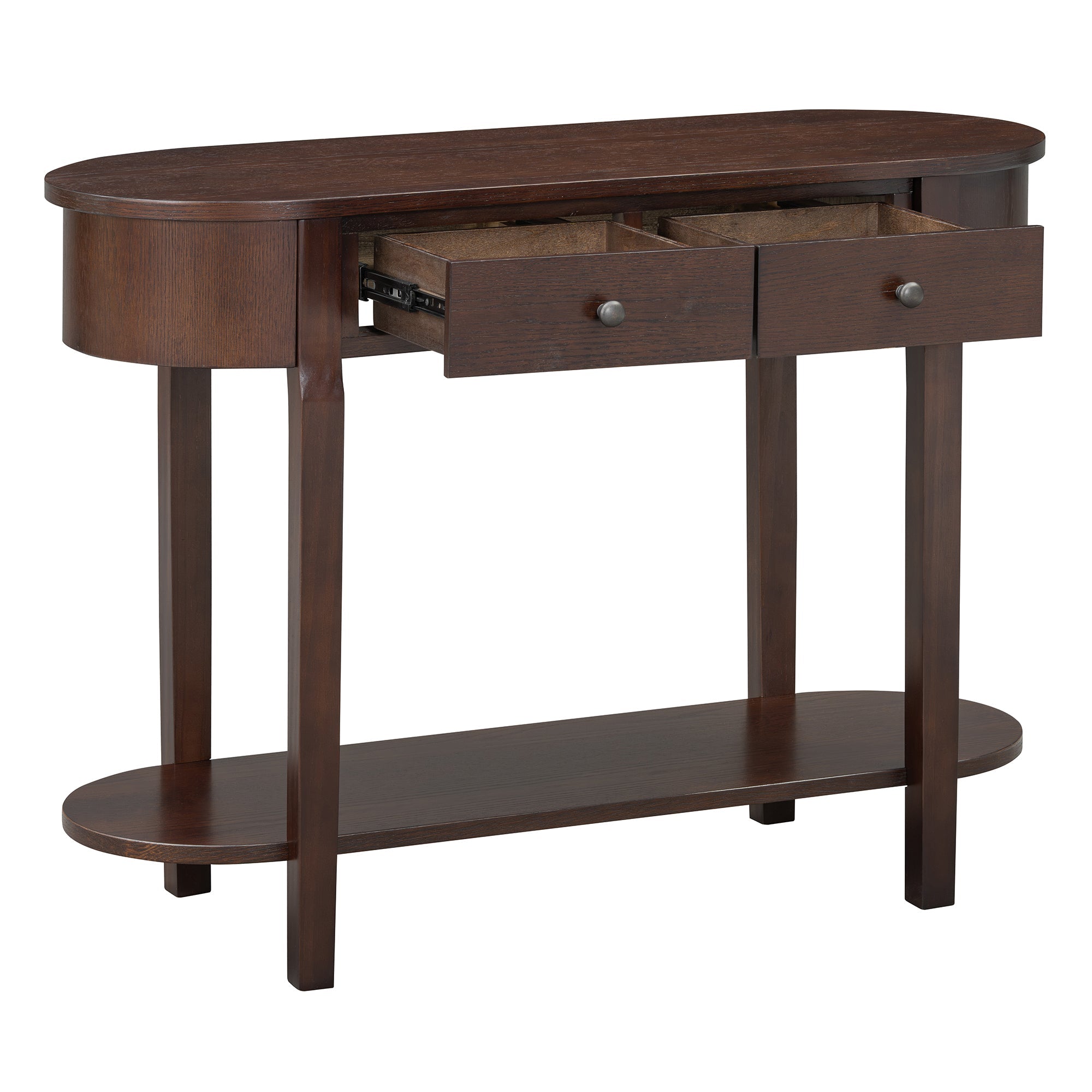 TREXM Elegant Retro Console Table with Curved Design and Smooth Glaze for Entryways, Living Rooms and hallways (Espresso)