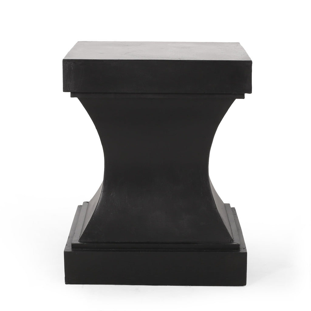 Modern ATHENA Side Table with Pedestal Design in Black Magnesium Oxide, 17.25 x 17.25 x 21.50 inches