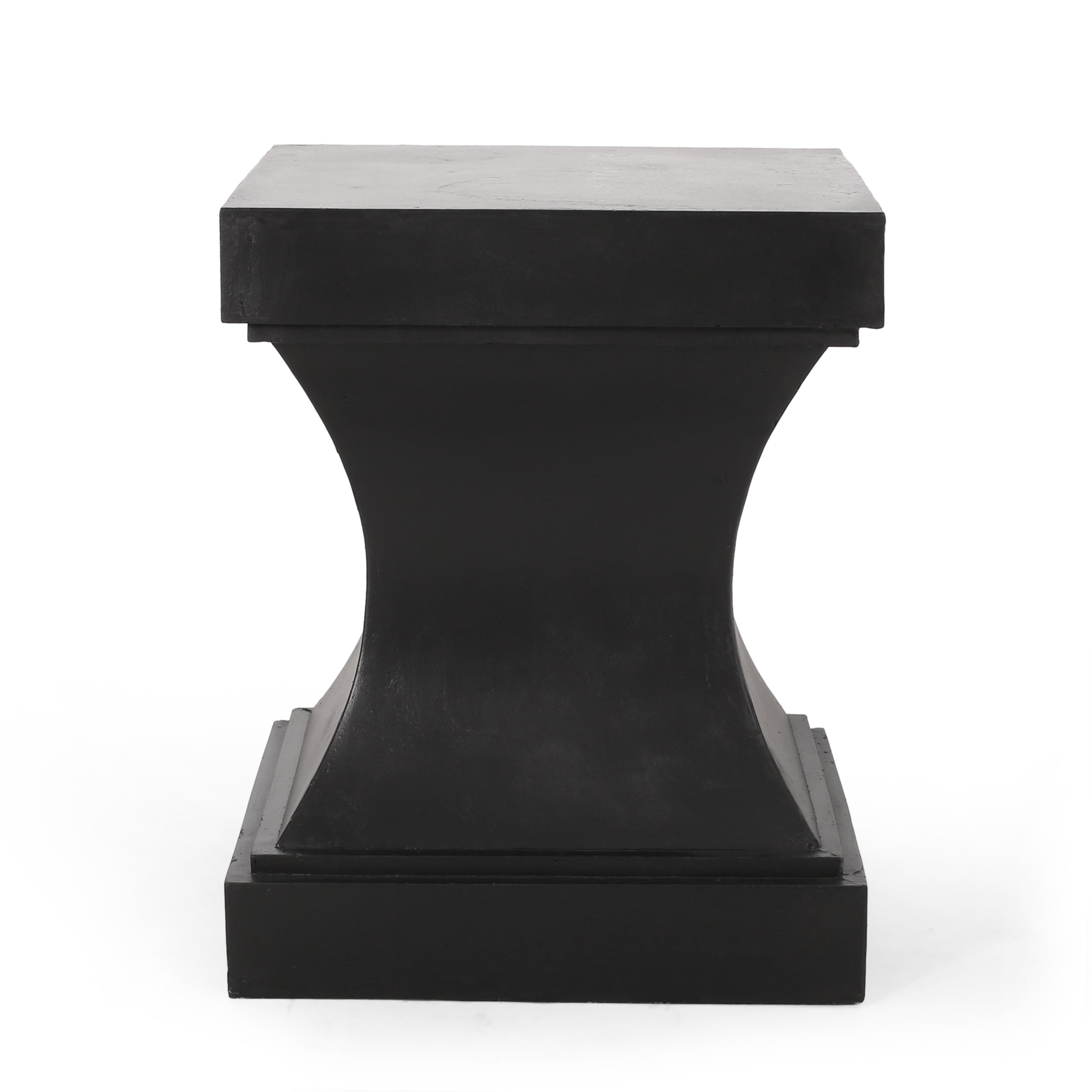 Modern ATHENA Side Table with Pedestal Design in Black Magnesium Oxide, 17.25 x 17.25 x 21.50 inches