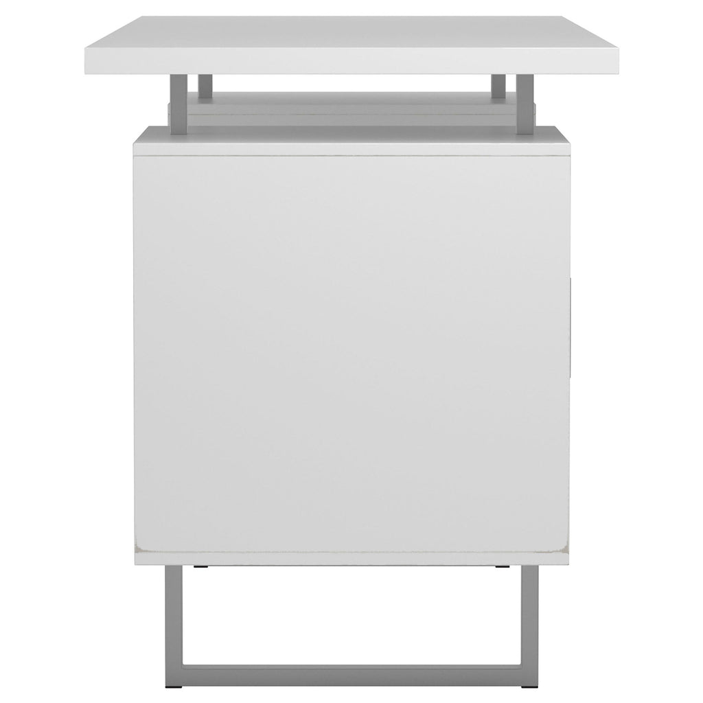 Jensen White High Gloss 2-Drawer Computer Desk