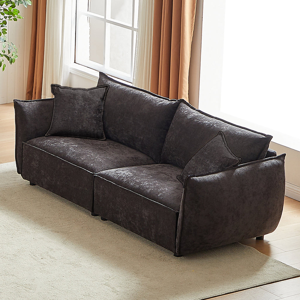 3-Seater + 3-Seater Combo Sofa Modern Living Room Sofa, Linen Fabric Sofa, Wooden Frame with 4 Pillows, Apartment Sofa Furniture