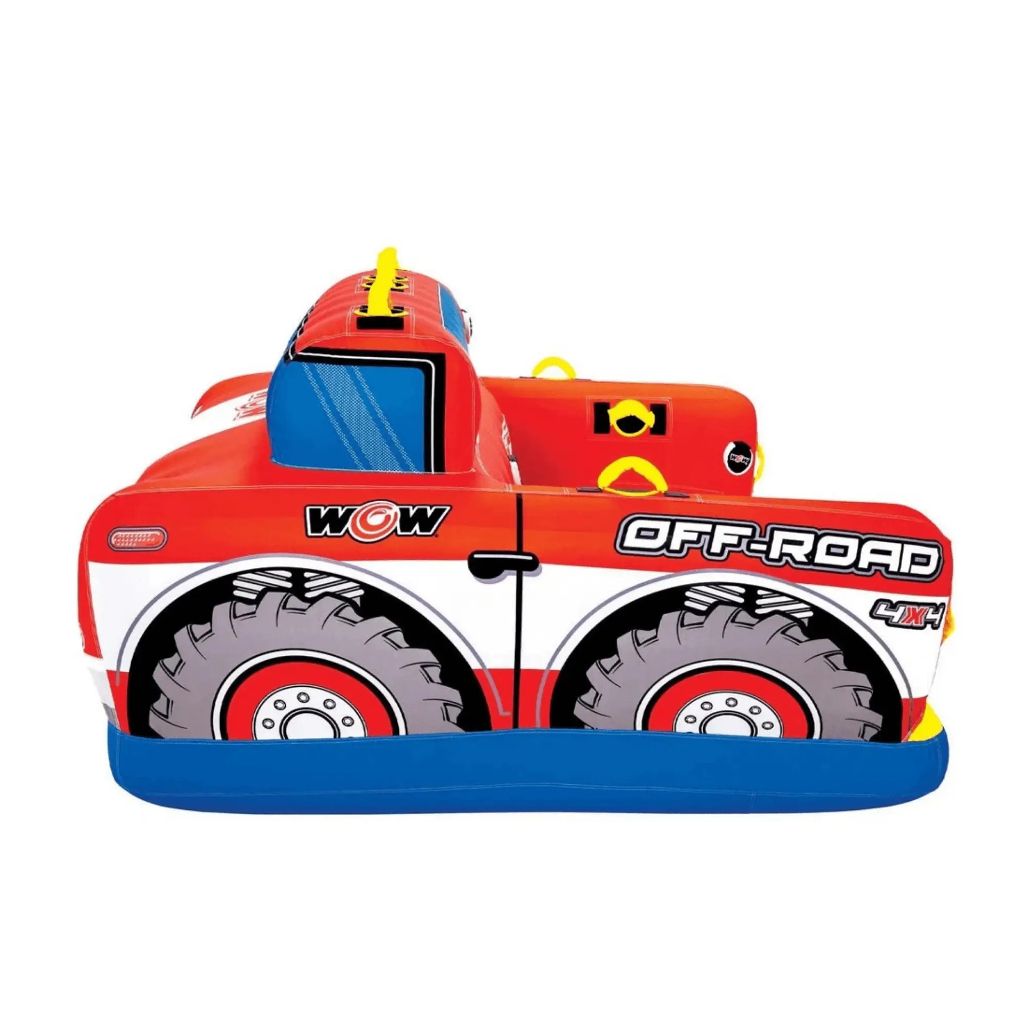 Towable WOW Off-Road Truck, red with blue window and yellow handles for 3-person