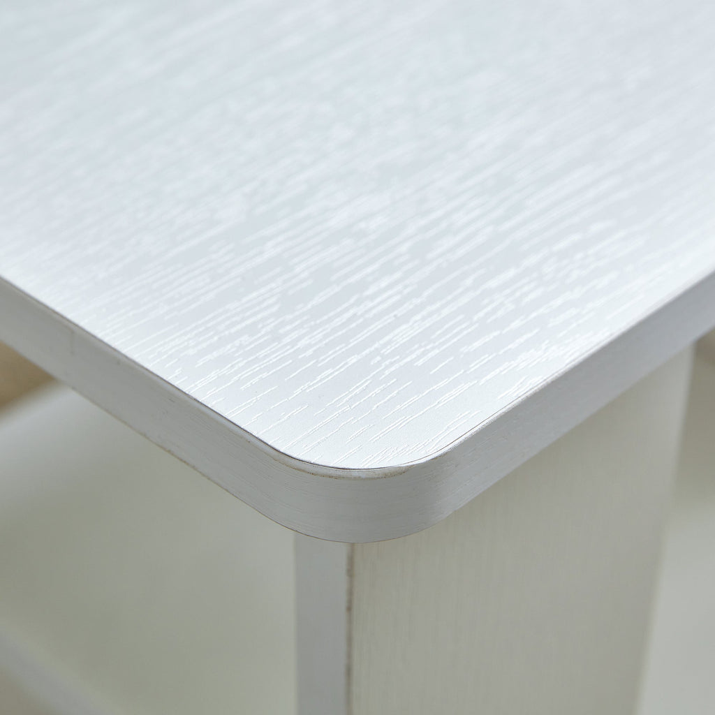 A modern and minimalist white double layered rectangular coffee table and coffee table. MDF material is more durable and suitable for living rooms, bedrooms, and study rooms. 19.6 "*35.4"*16.5 "CT-16