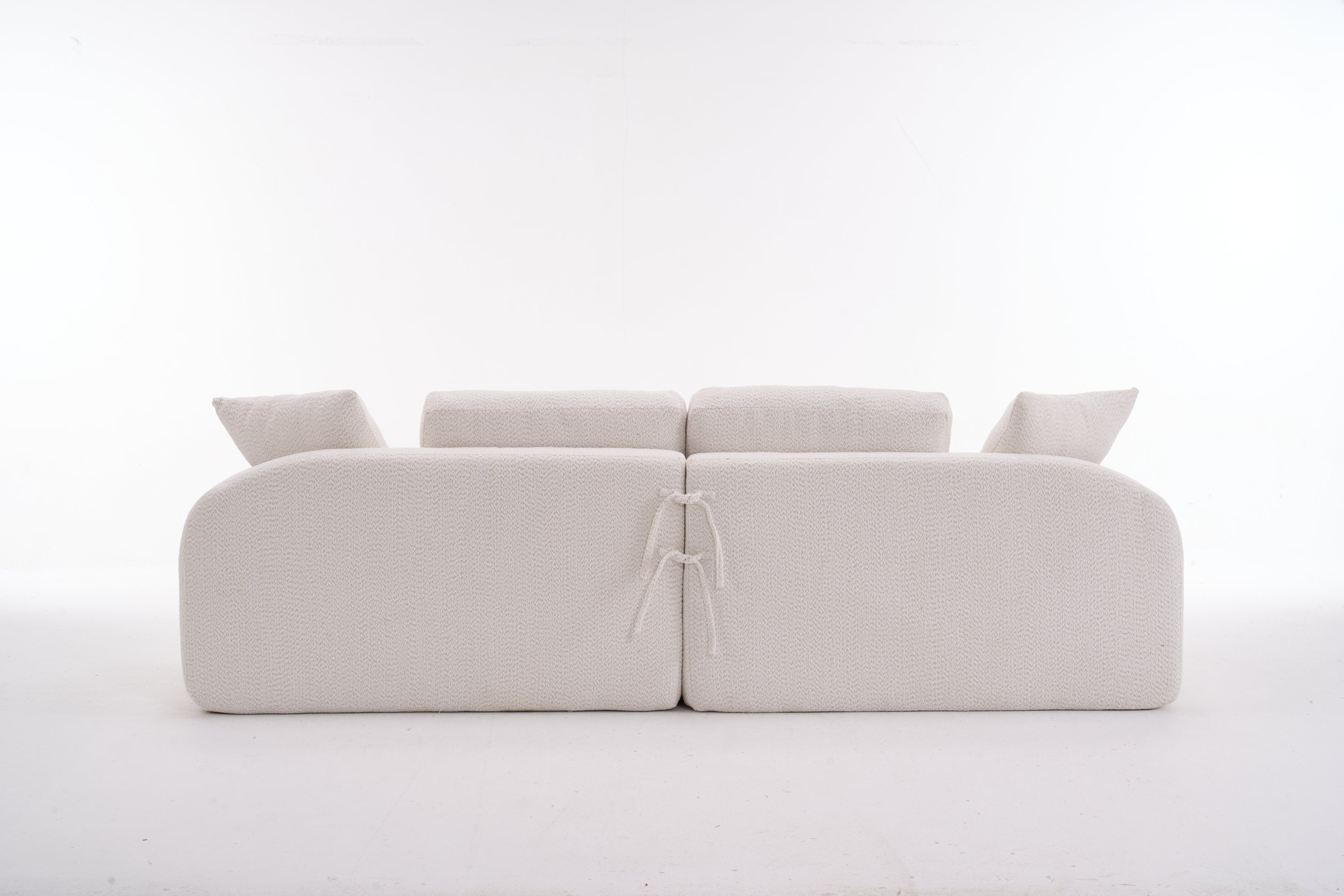LY-024 BEIGE COMPRESSION SOFA: 4-seater combined sofa, Crochet Yarn Fabric, full sponge compression sofa,combined sofa with 4 pillows for home living/ Home Furniture/ Apartment