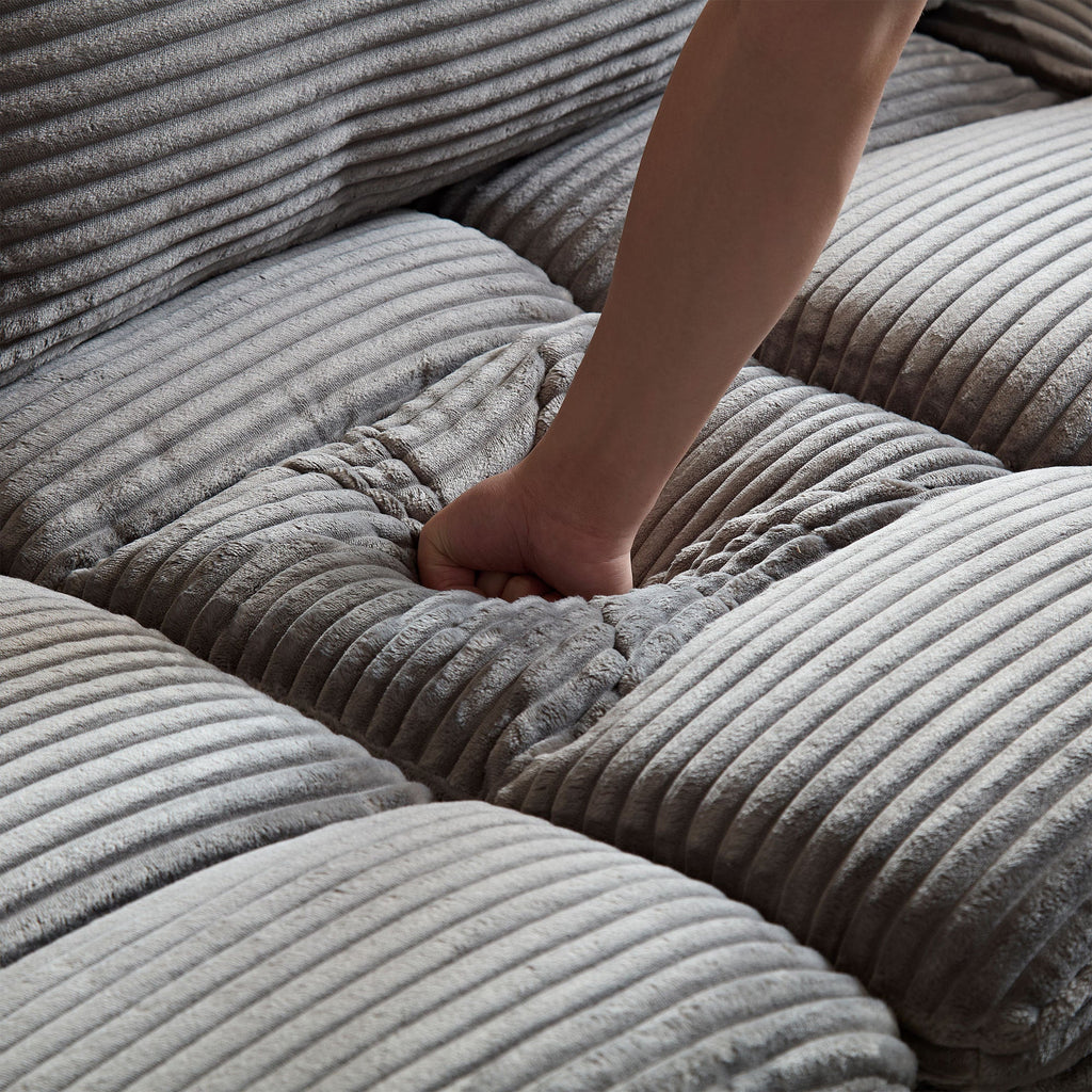 4 Seats(complimentary 2 pillows),Oversized Sectional Sofa,L Shaped Corner Couch with Detachable Seat & Back Cushion, Corduroy Upholstery Convertible Sleeper Sofa&Couch for Living Room
