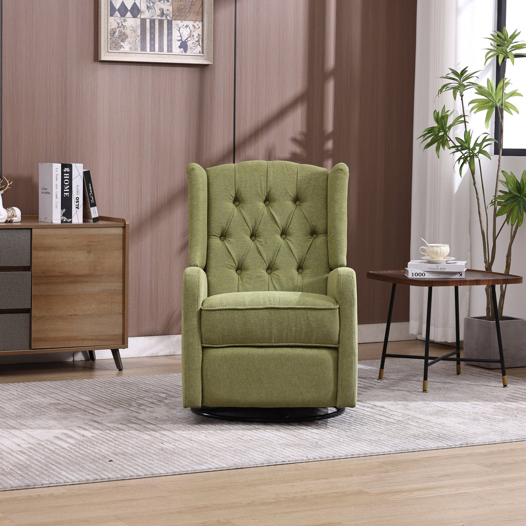 COOLMORE Rocking Recliner Chair,360 Degree Swivel Nursery Rocking Chair,Glider Chair,Modern Small Rocking Swivel Recliner Chair for Bedroom,Living Room Chair Home Theater Seat (Ovive Green)