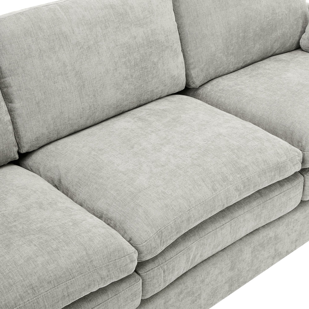 Cozy Upholstered Sofa Set Oversized Comfy Cloud Sofa Double Cushion Sofa Group Plush Cushion Sofa Couch for Living Room, Light Grey