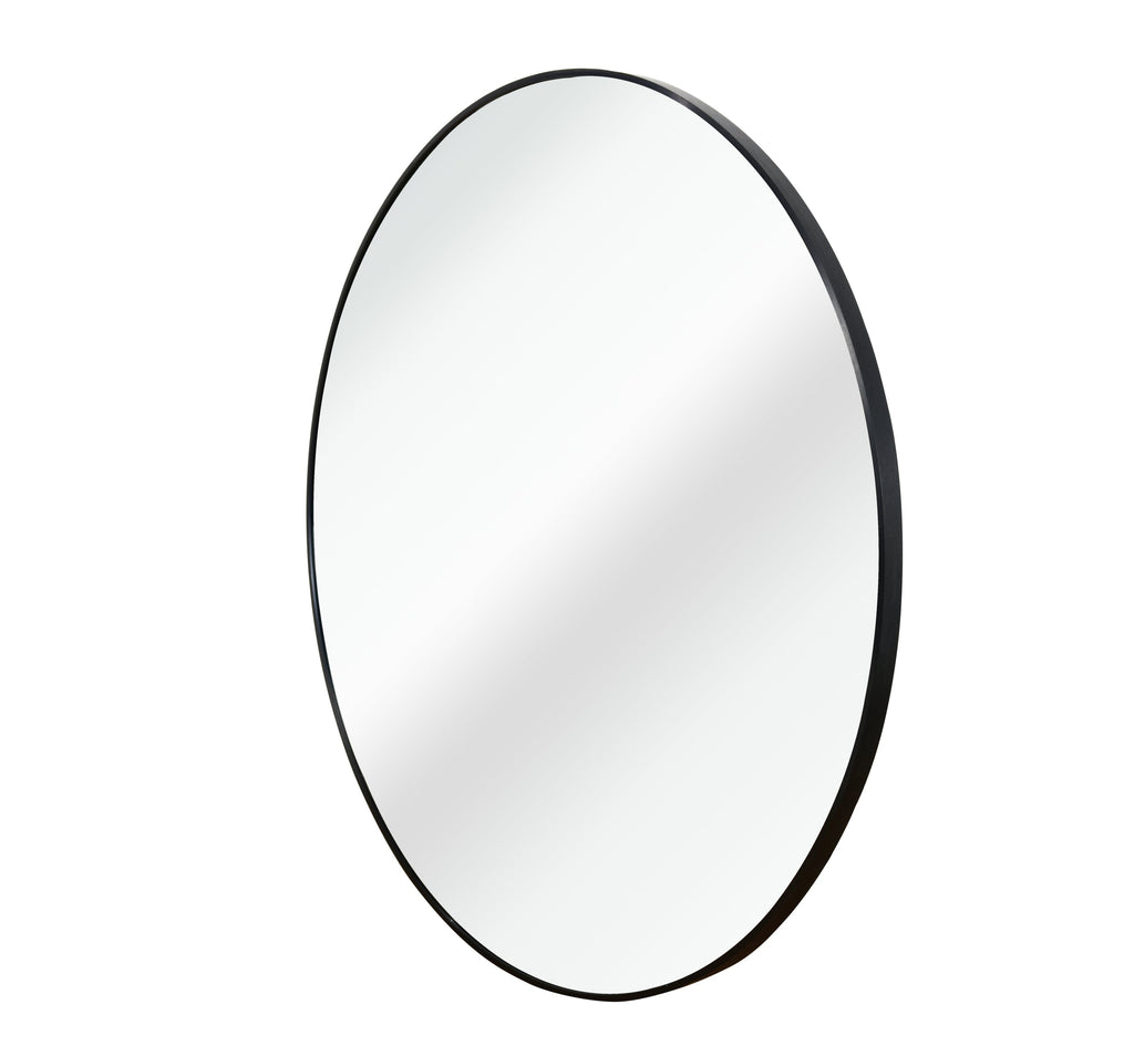 Black 39 Inch Metal Round Bathroom Mirror