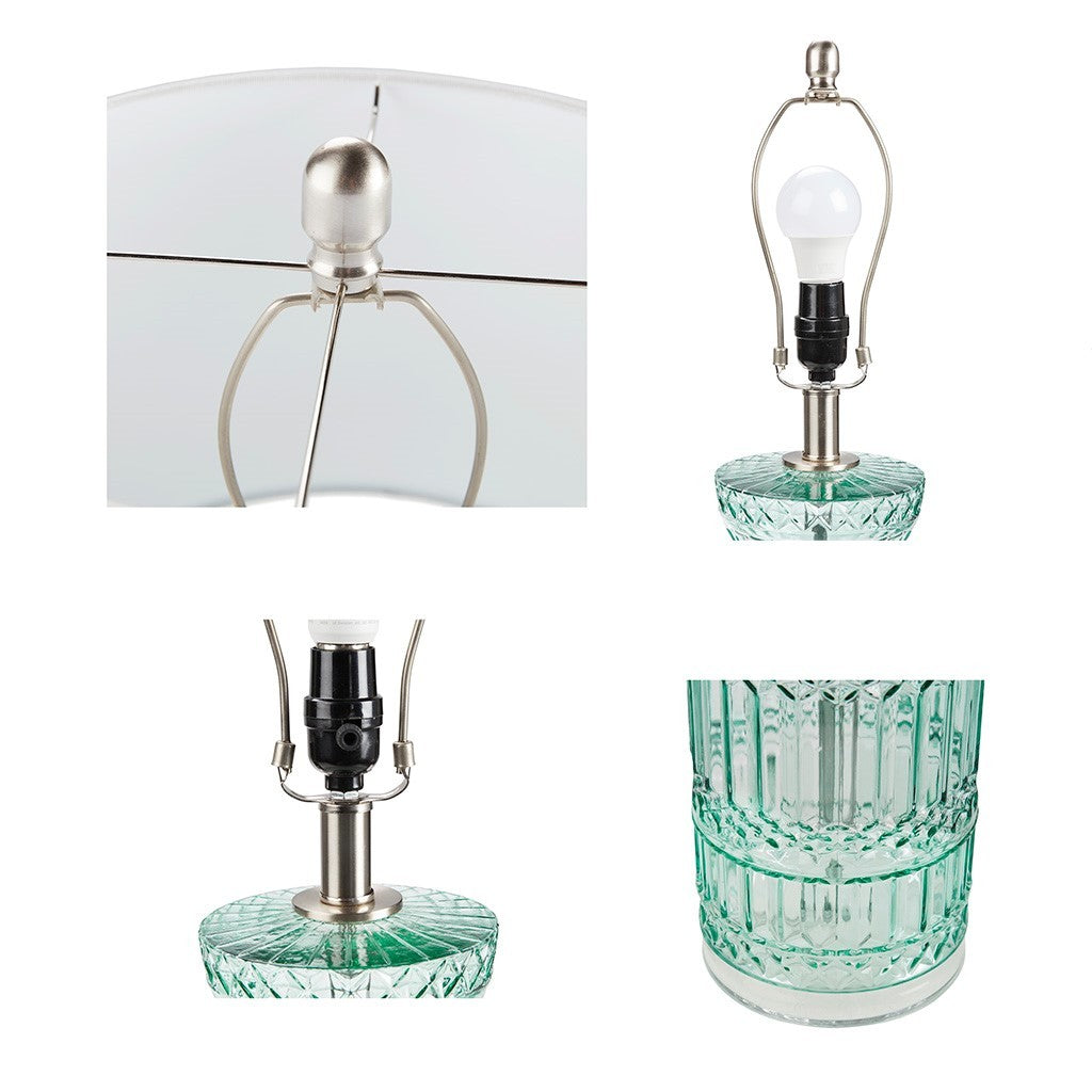 Textured Glass and Acrylic Base Table Lamp Blue See below