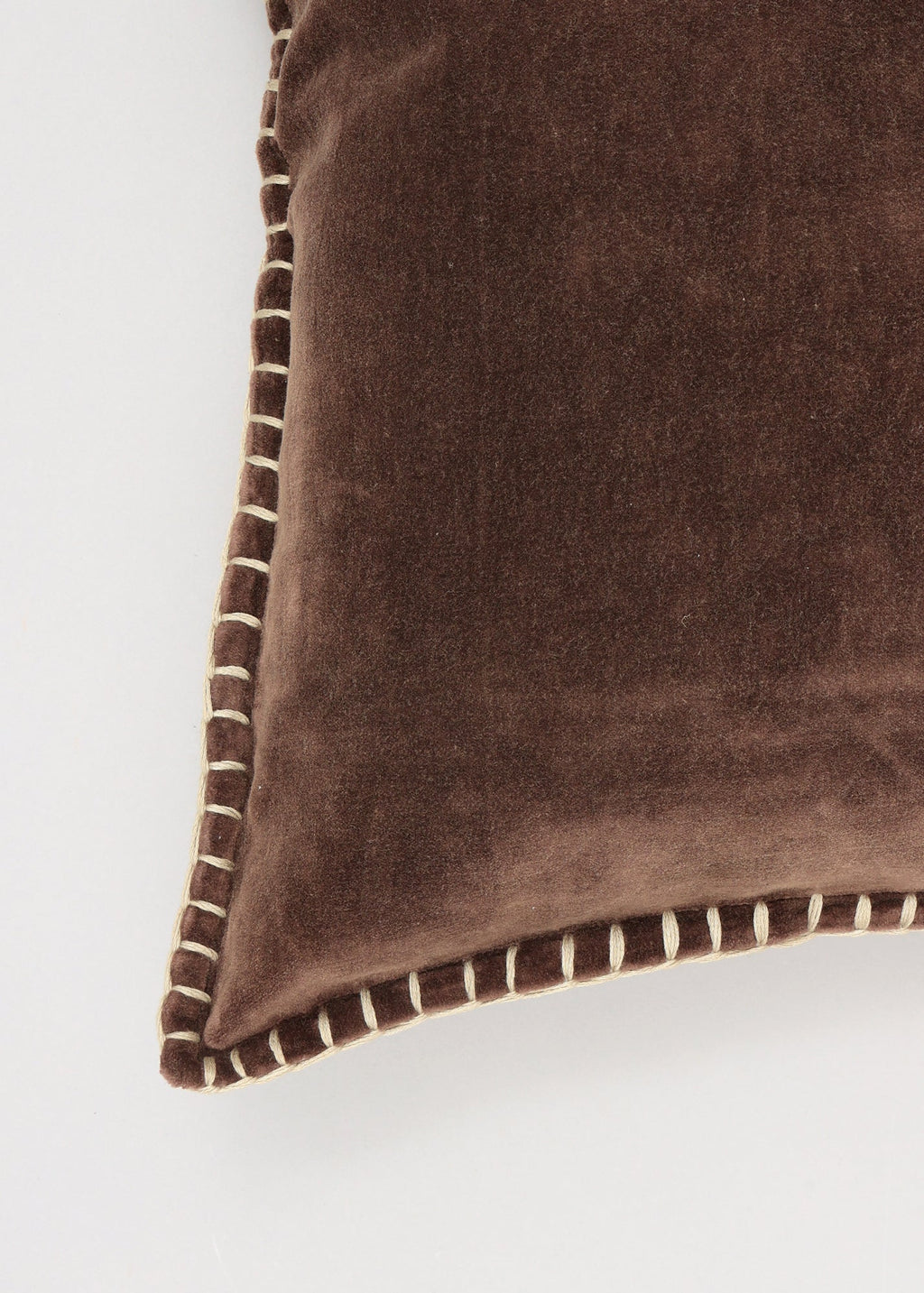 Stonewashed Cotton Velvet Throw Pillow with Decorative Handstiched Edges-19X19'