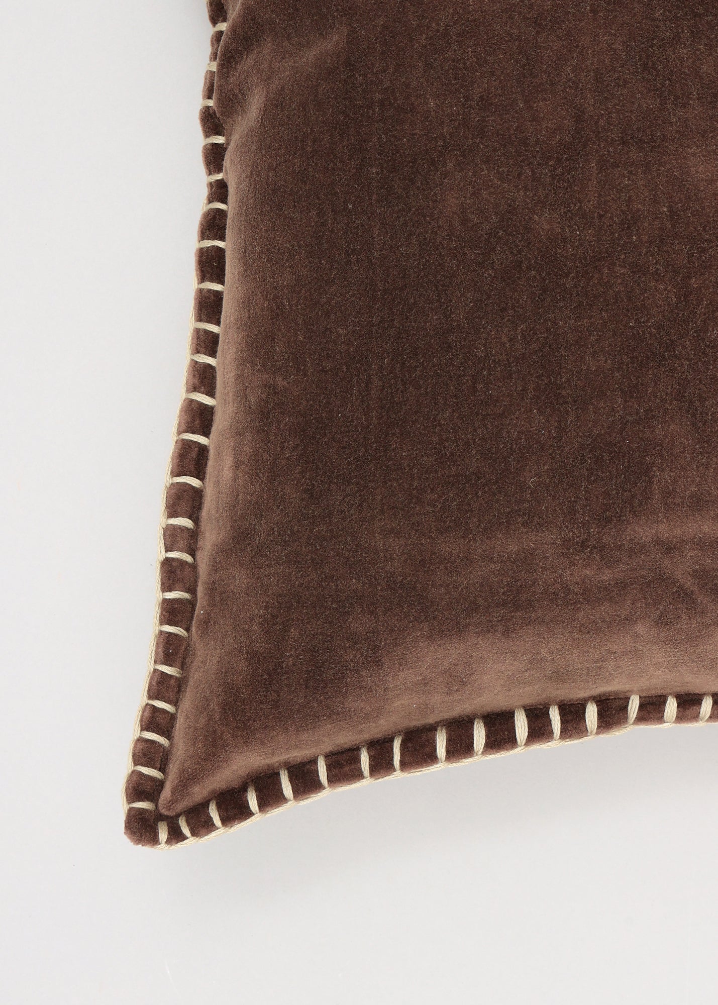 Stonewashed Cotton Velvet Throw Pillow with Decorative Handstiched Edges-19X19'