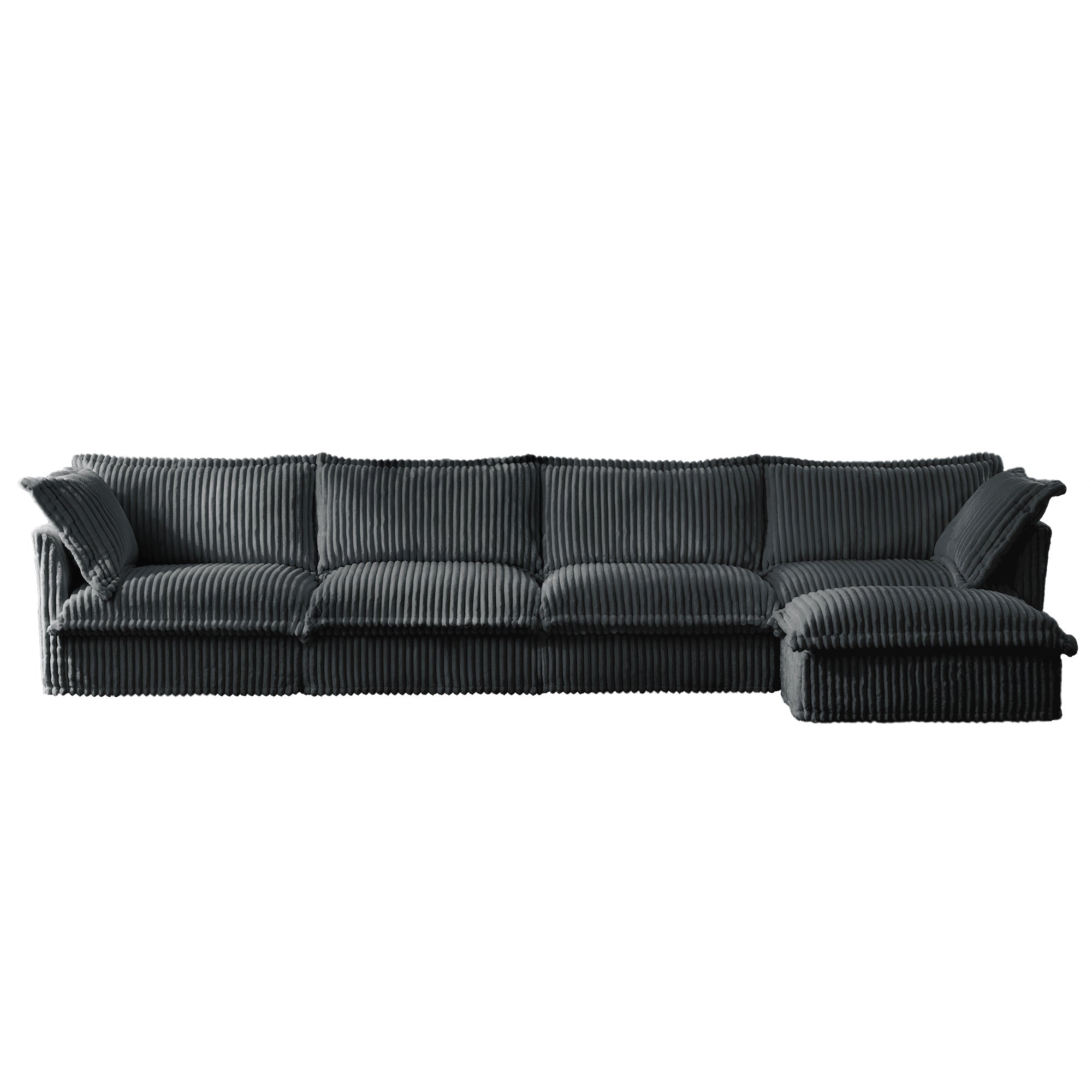 Slipcovered L Shape Sectional Long Sofa Couch, 4 Seater Sofa with Suppleness Armrests,Deep Seat Sofa with 2 Big Pillows, Comfy Couch for Living Room, Apartment, Gray
Corduroy Fabric
