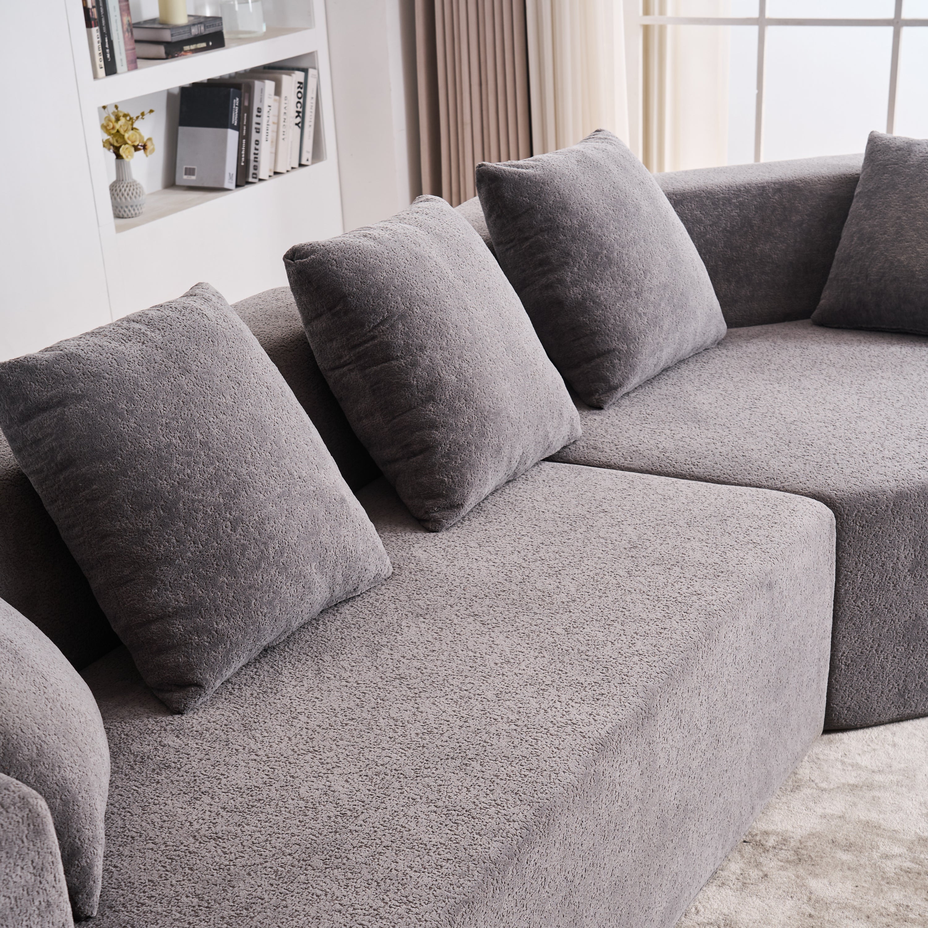 Memory Foam Couch, No Installation & Easy to Transport, Deep Seat Modern Sofa with Chenille Fabric, Couch for Living Room, Bedroom, Apartment, Home Office