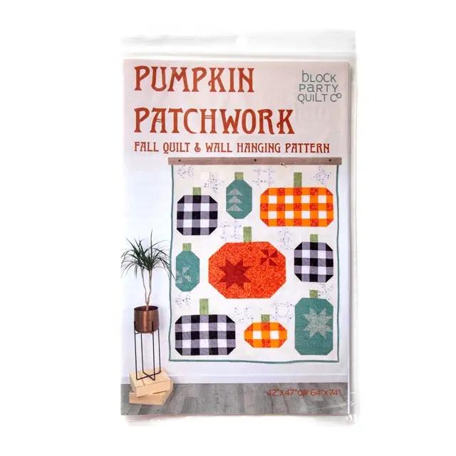 Pattern: Pumpkin Patchwork Quilt and Wall Hanging by Block Party Quilt Co; fabric pattern.