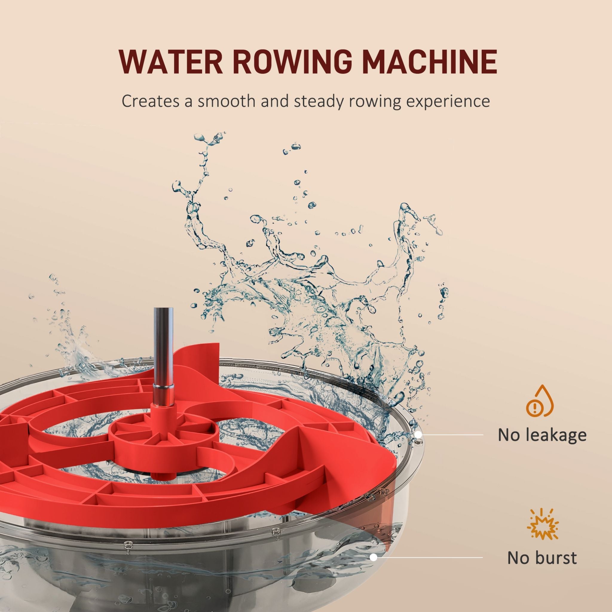 Foldable Water Rowing Machine With Adjustable Resistance, Wheels, LCD Monitor And Tablet Holder (SAK53758)
