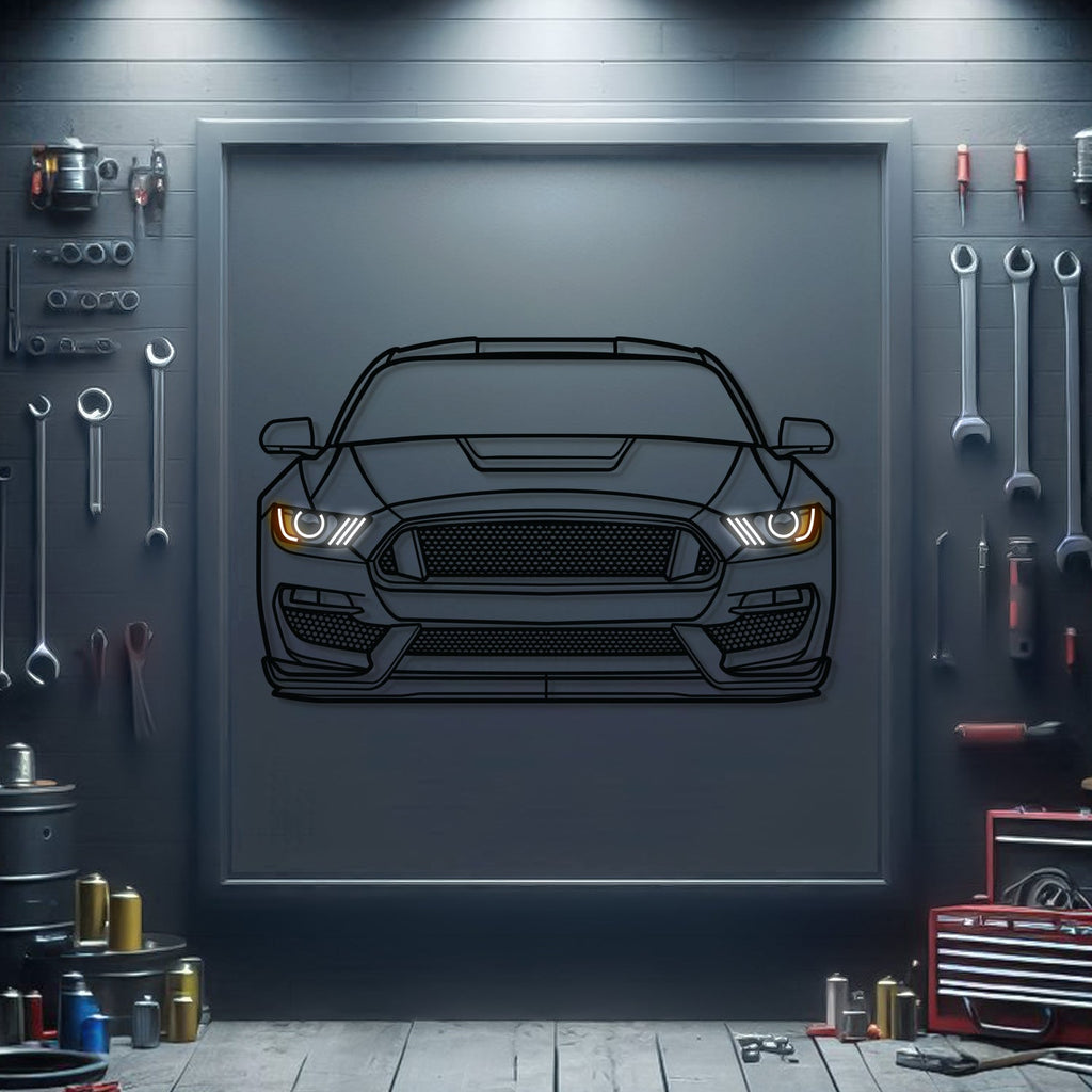 2017 Mustang Shelby GT350 Front View Metal Neon Car Wall Art - MTN0105
