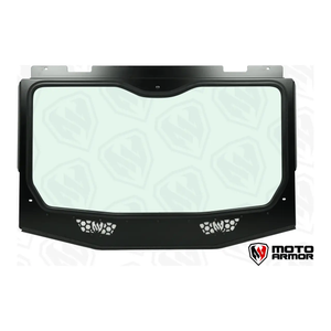 Full glass windshield for Polaris RZR XP 1000 2024+, black frame with vented bottom; Moto Armor watermark
