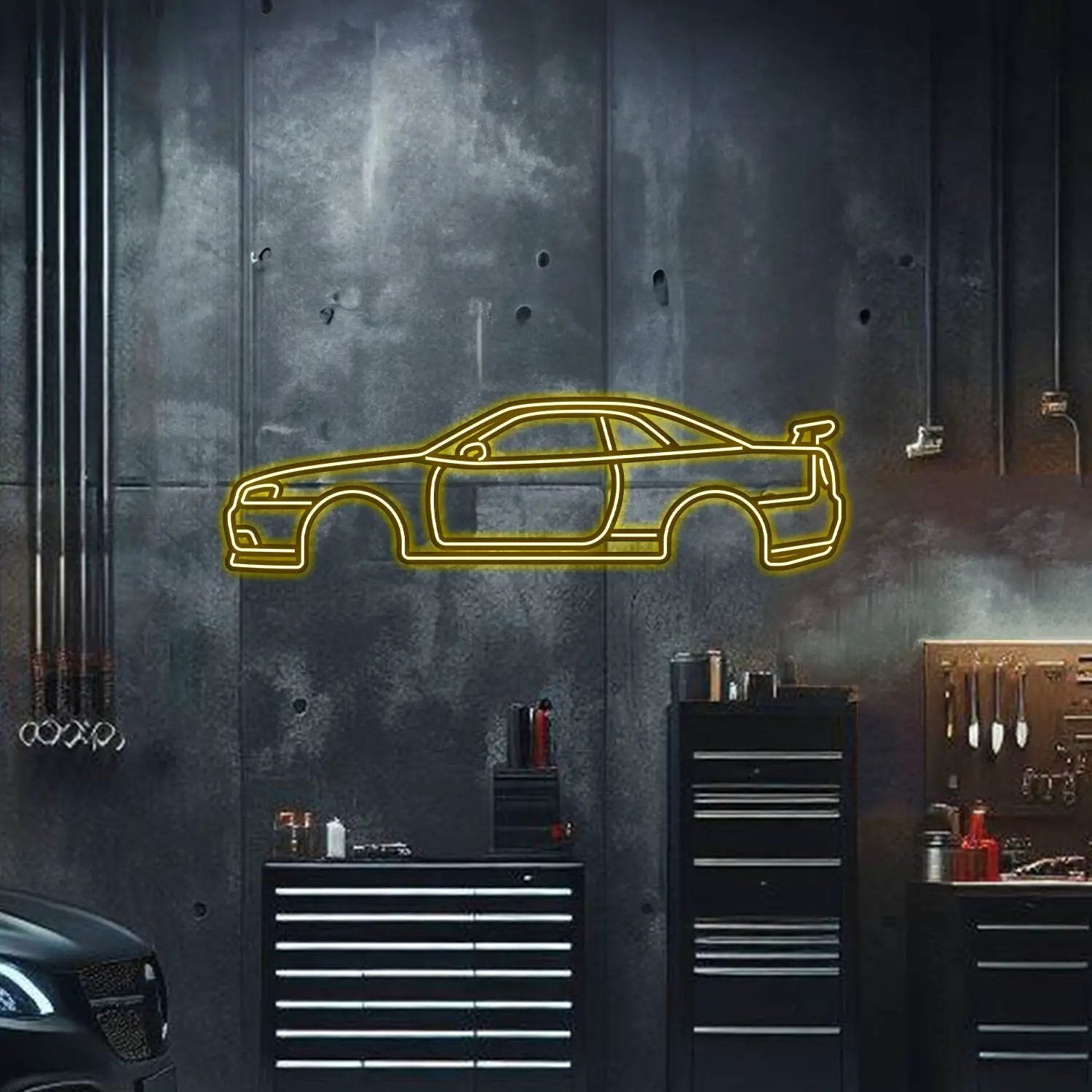 Skyline GT-R R34 Metal Neon Car Wall Art - MTN0036
