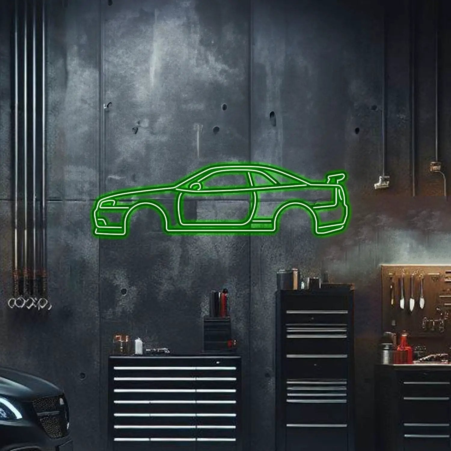 Skyline GT-R R34 Metal Neon Car Wall Art - MTN0036