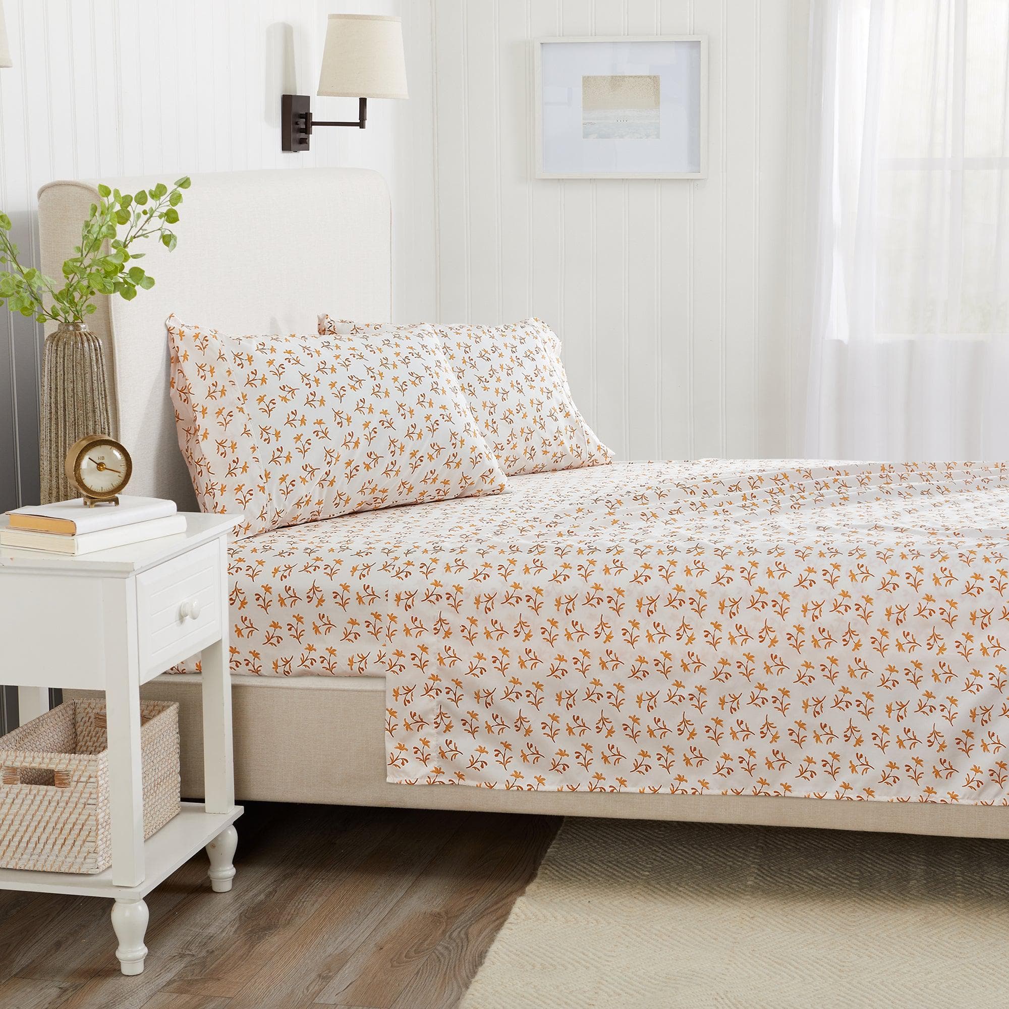4 Piece Watercolor Floral Microfiber Sheet - Delia Collection